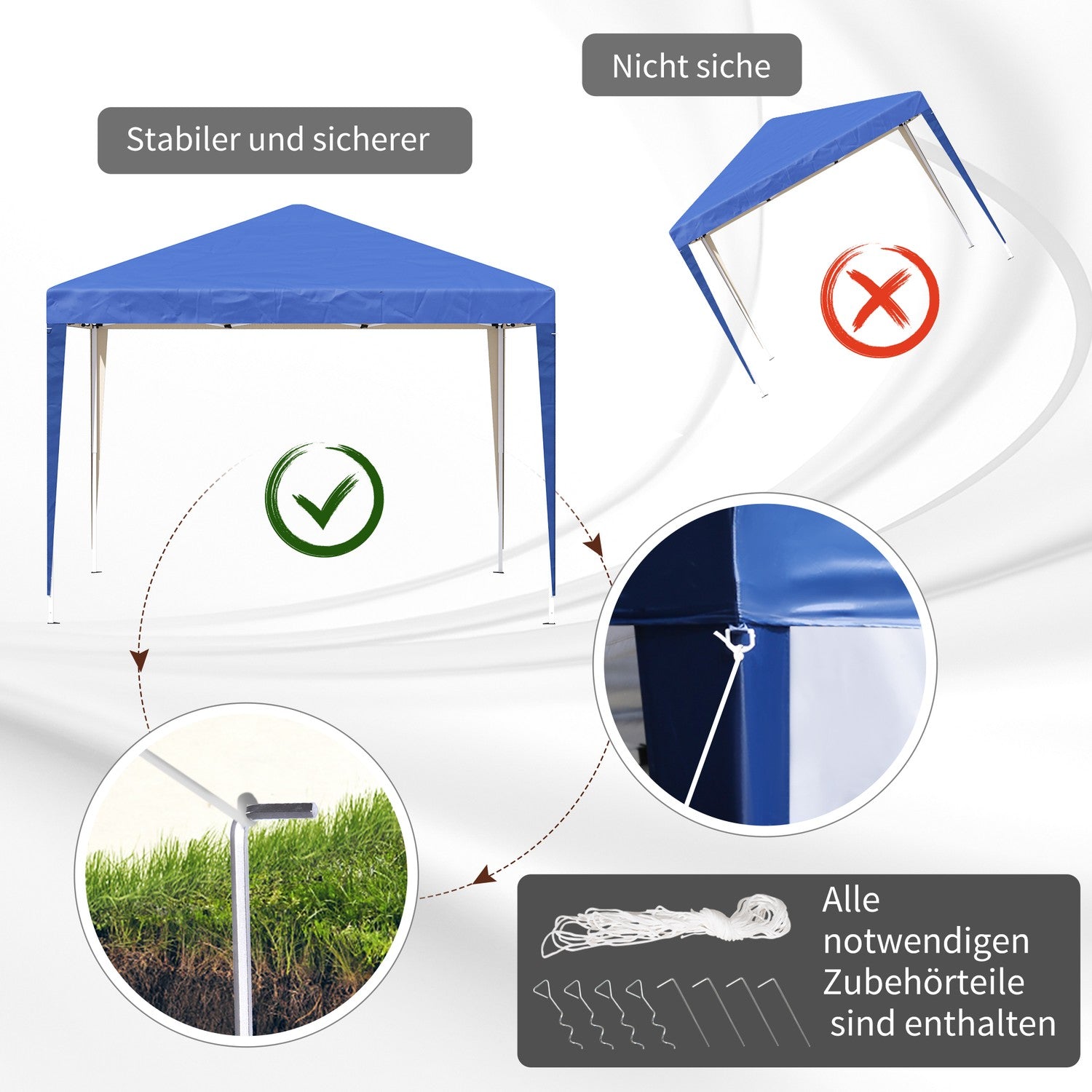 Blue Pop-Up Gazebo, 3x3m, vattenavvisande & UV-skydd