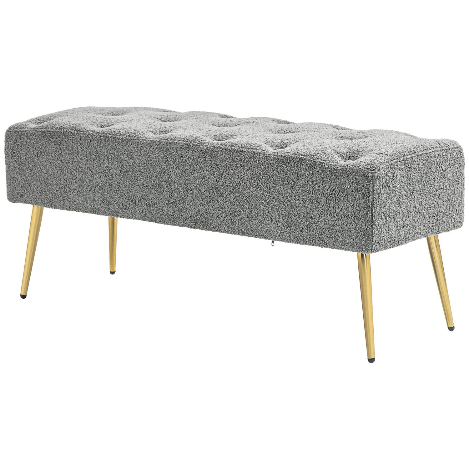 Klädd Grå bänk med knapptuft, 112x41x46 cm