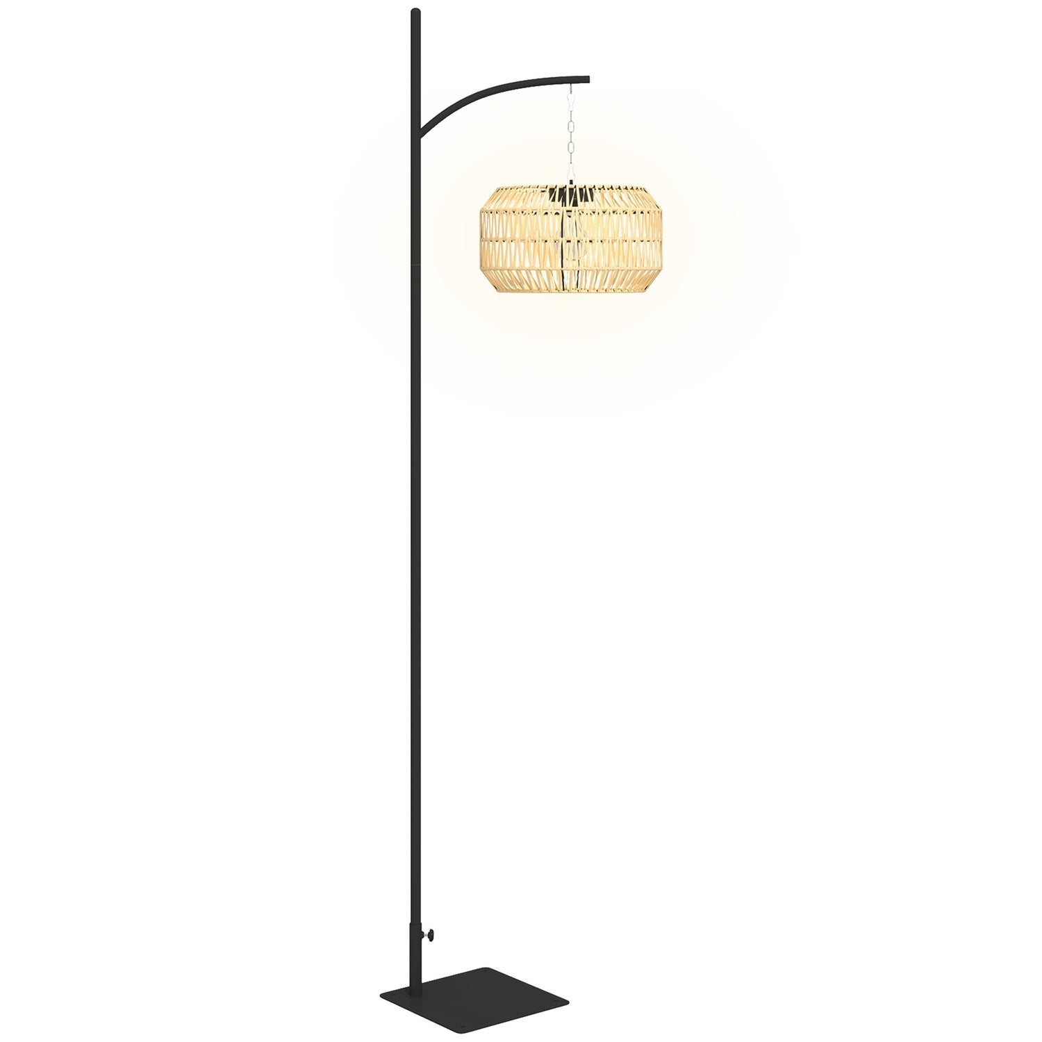 Boho Style Rattan Solar Golvlampa, IP44 Vattentät