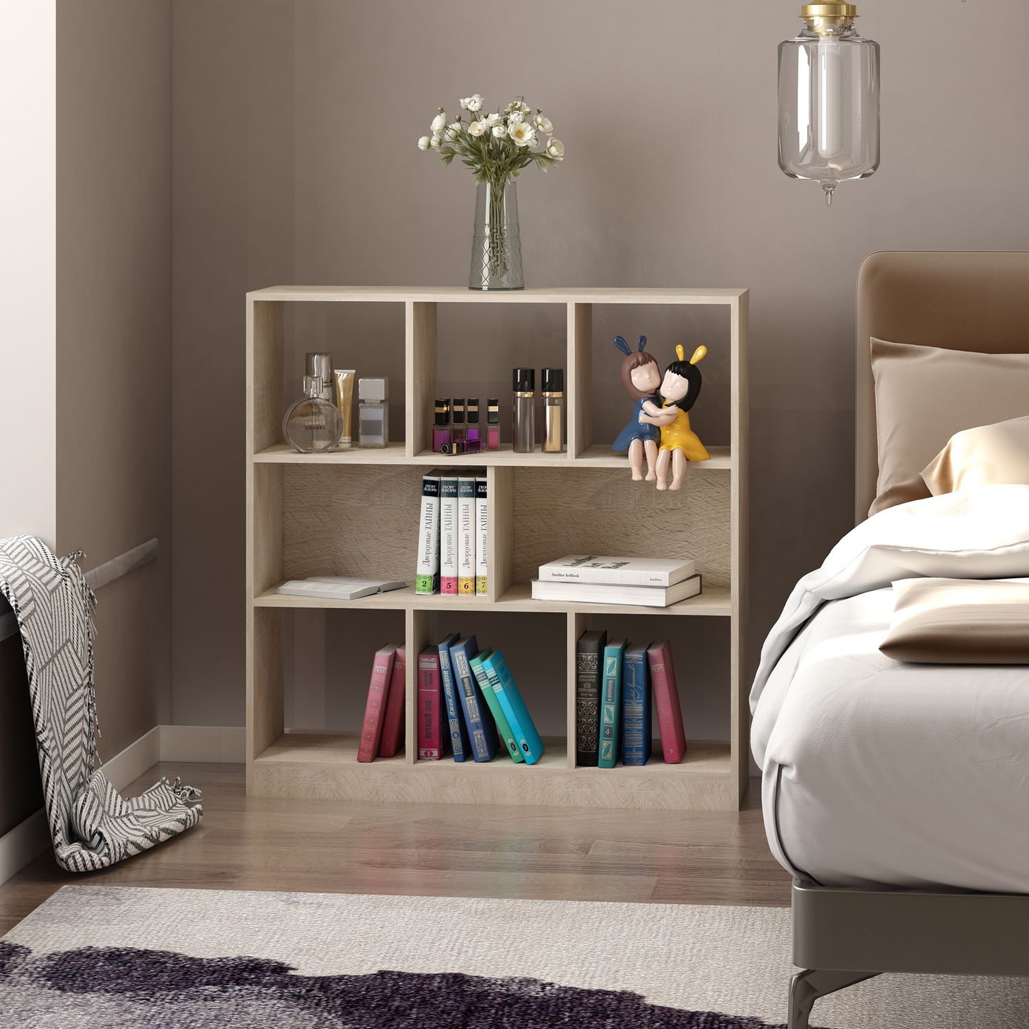 Bokhylla 3-lagers naturträförvaring för hem/kontor