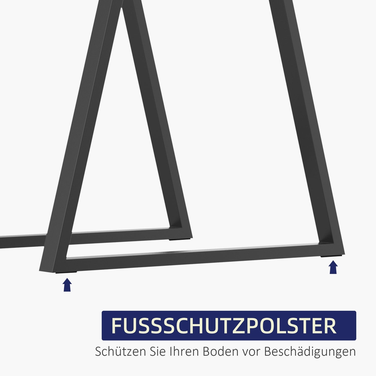 Bordsben i stål, trekantiga, 70 x 72 cm, Svart