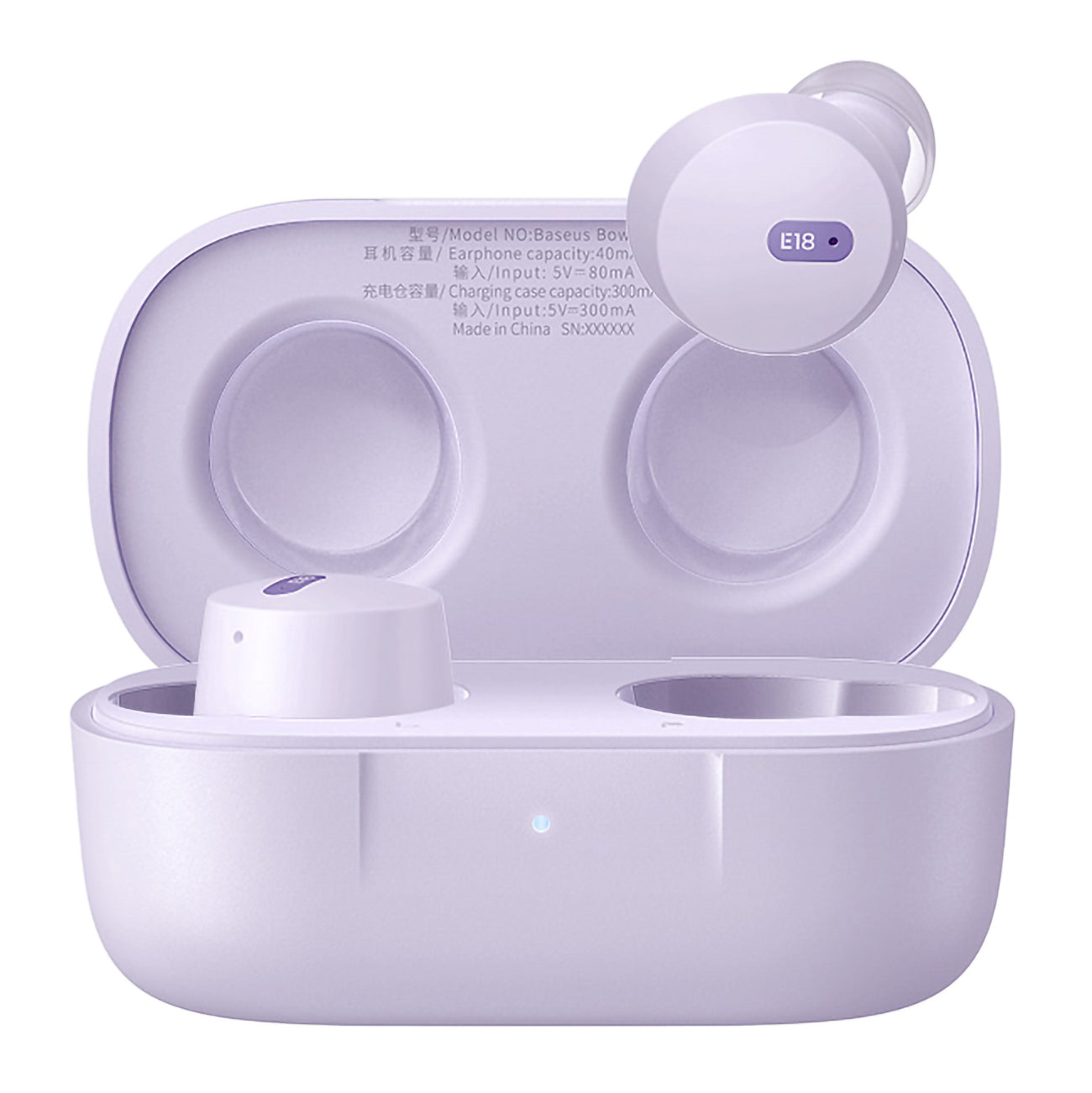 Bowie E18 TWS ENC IPX4 USB-C trådlösa hörlurar, lila