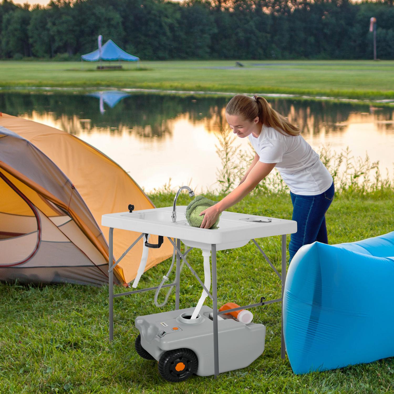 Bärbar 22L rullande avloppsvattentank med handtag, grå