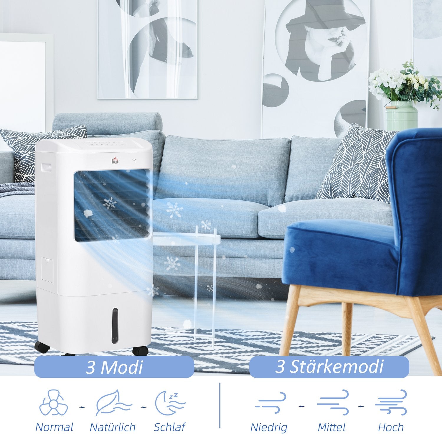 Bärbar 3-i-1 luftkonditionering, luftfuktare, kylare – 15L, fjärrkontroll, timer