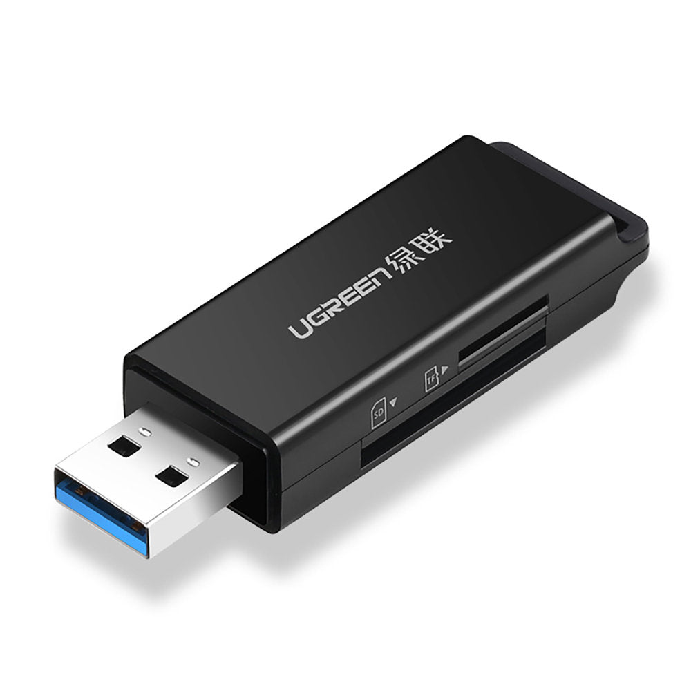 Bärbar TF/SD-kortläsare för USB 3.0, svart