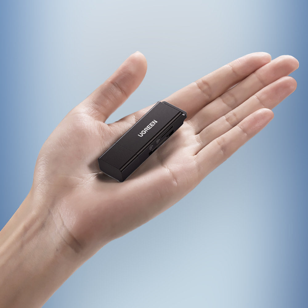 Bärbar TF/SD-kortläsare för USB 3.0, svart