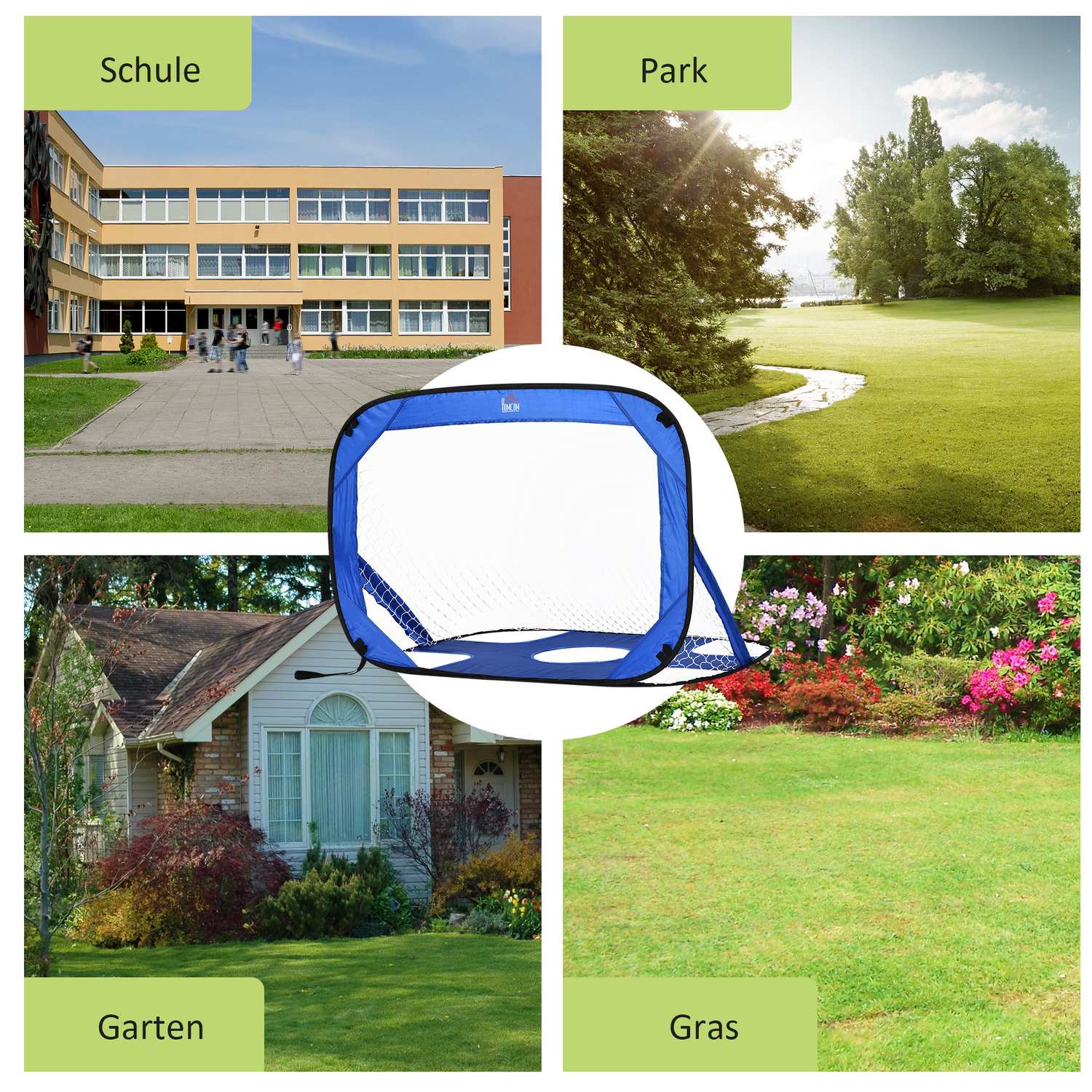 Bärbara pop-up fotbollsmål, set med 2, hopfällbara, 123x80 cm