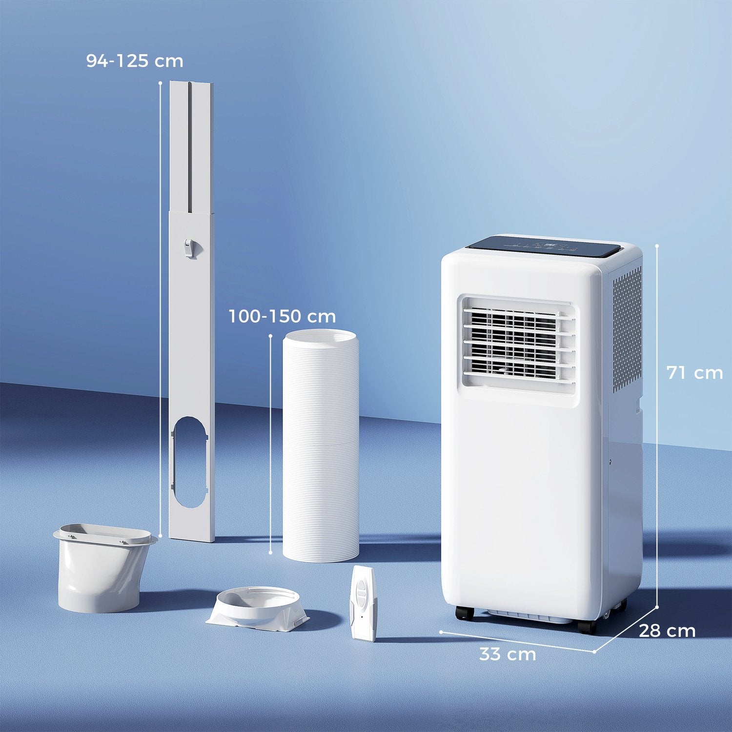 Bärbar luftkonditionering, 9000 BTU, 3-i-1 kylning och avfuktare