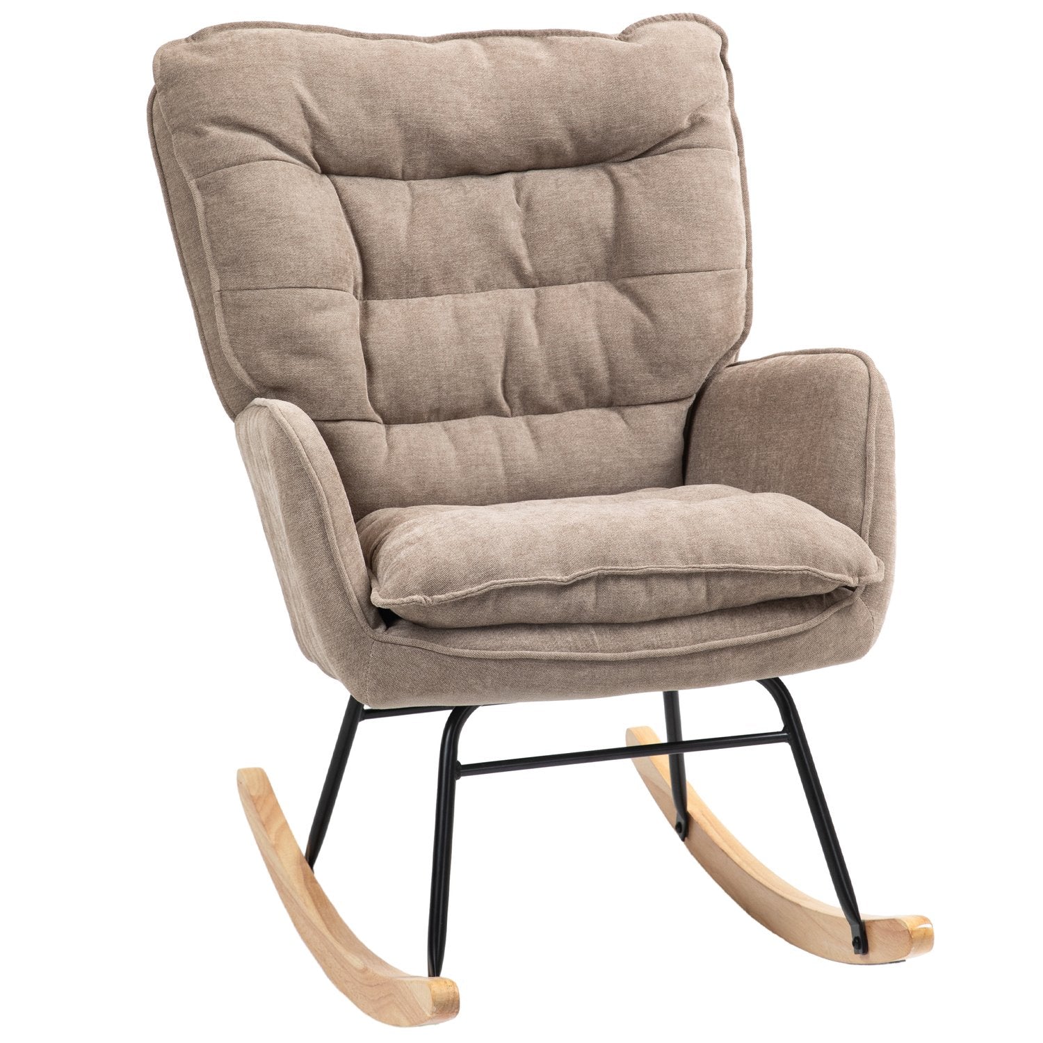 Brun fåtölj – Chenille Look, 120 kg Capacity Rocker