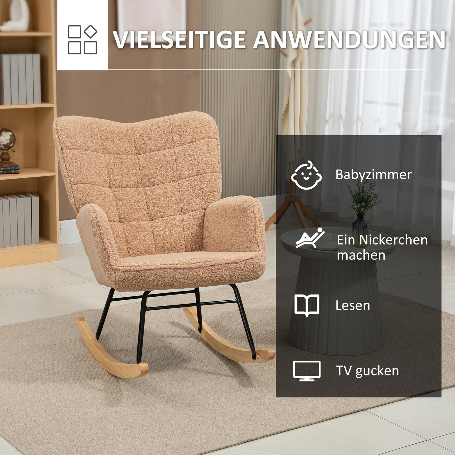 Brun lammskinns-Look avkopplande stol – 120 kg kapacitet