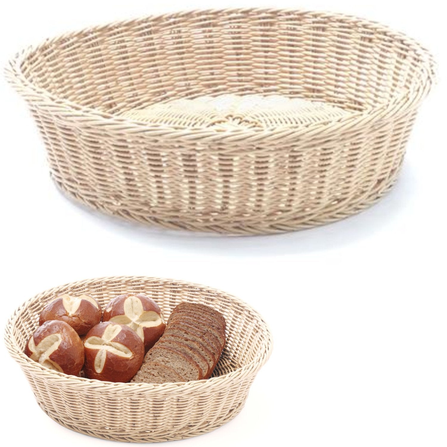 Buffékorg för bröd, rund, beige, dia. 400 mm - Hendi 426920