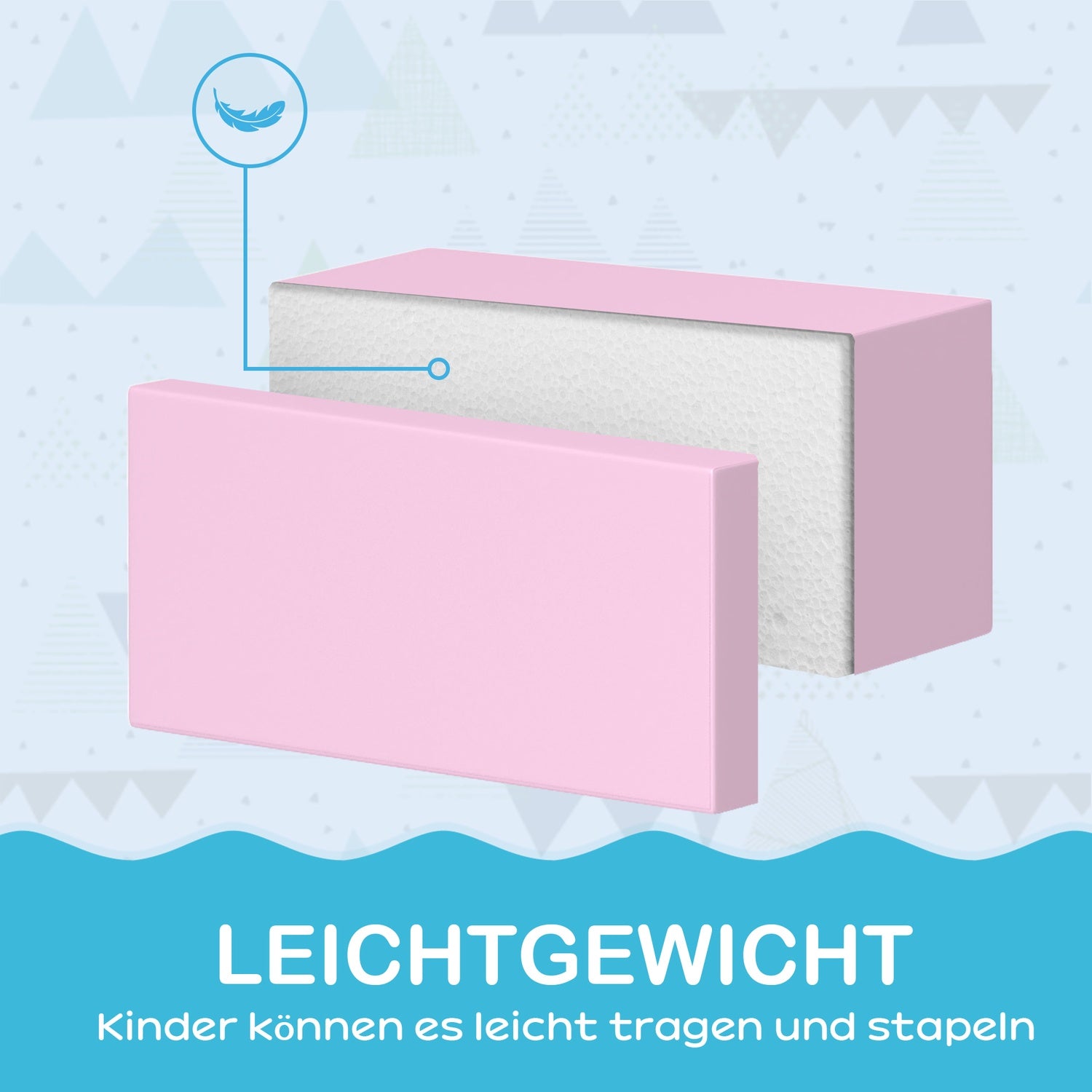 Byggklossar i mjukt konstläderskum för småbarn, 7-delat set