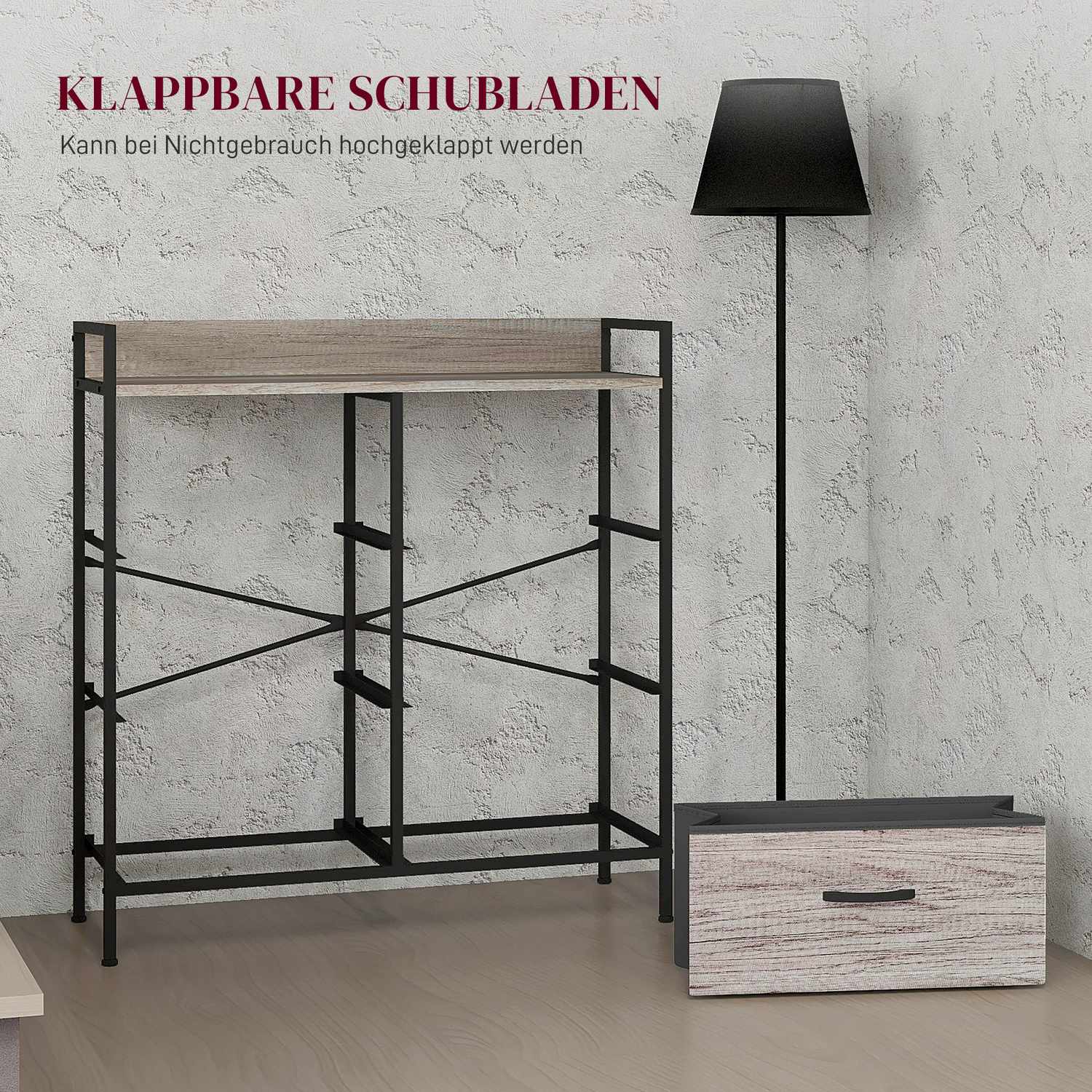 Byrå av tyg, förvaringsskåp med 6 lådor, grå