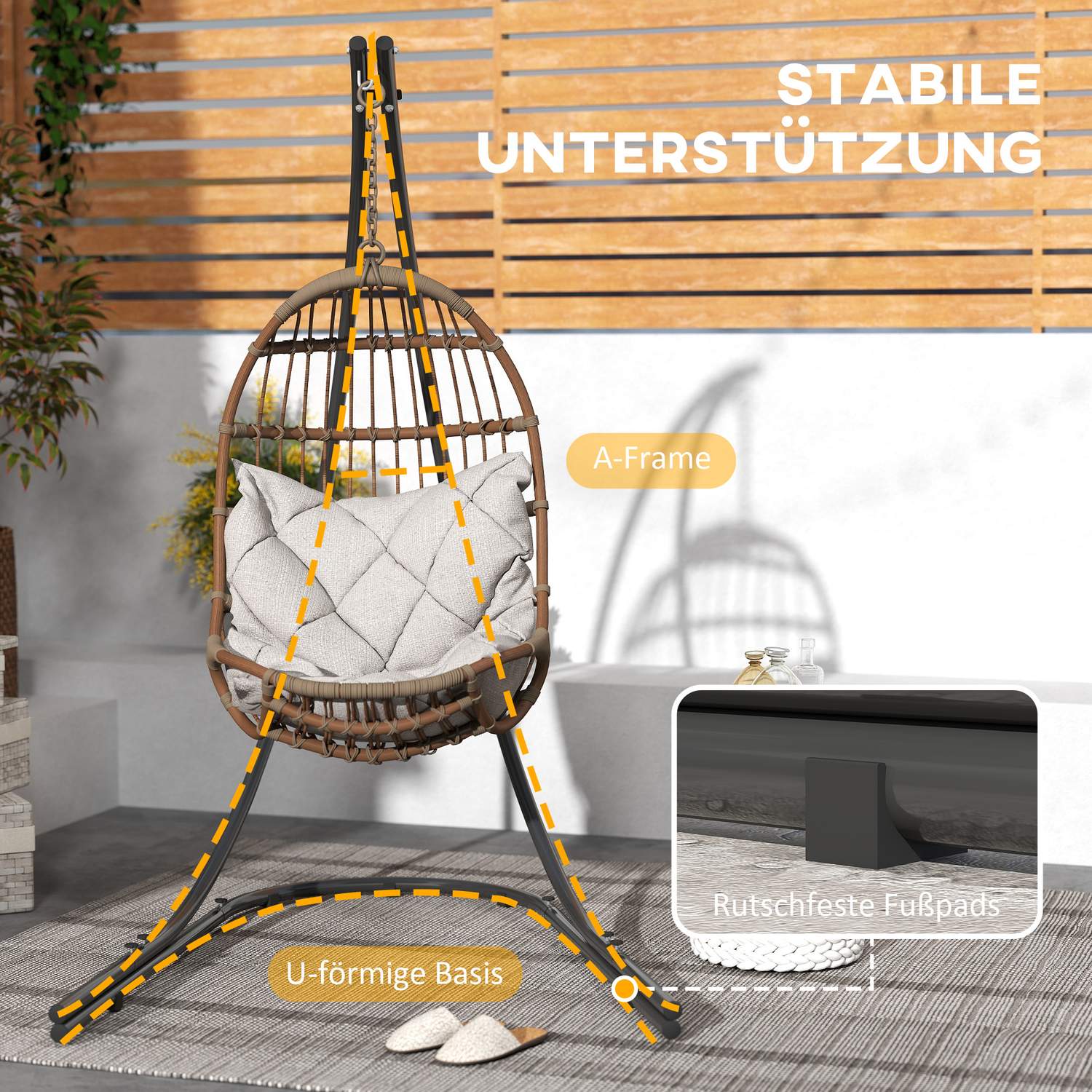 C-Shape hängande stolsram i metall, inomhus/utomhus, kapacitet 150 kg