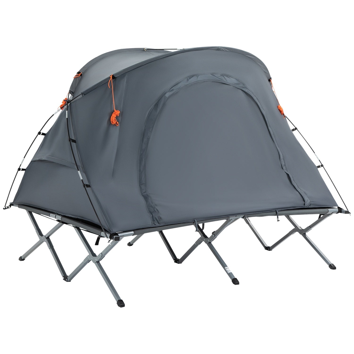 Camping kupoltält med luftmadrass, 2 personer, grå