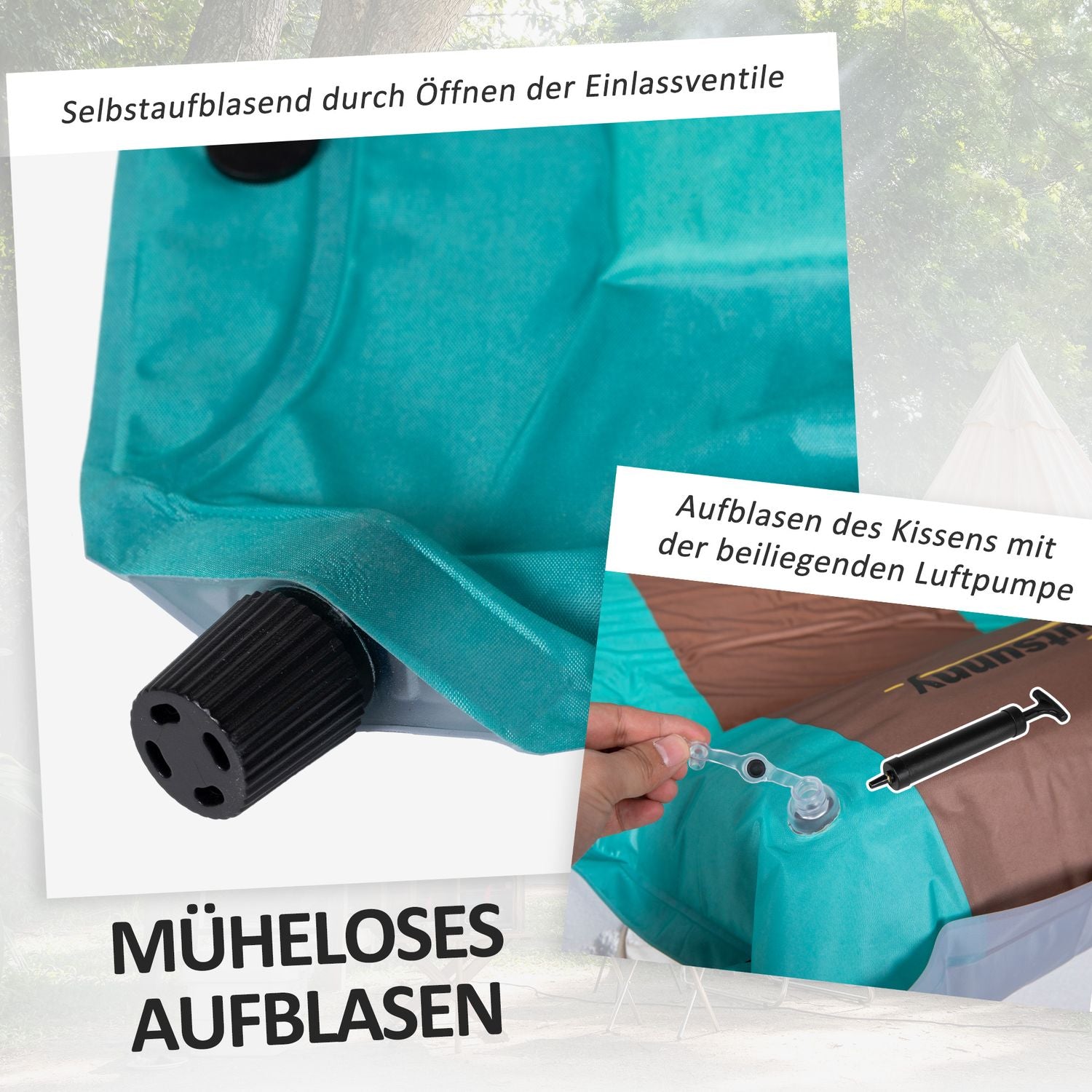 Camping liggunderlag, 3cm tjock, 192x135cm, med pump