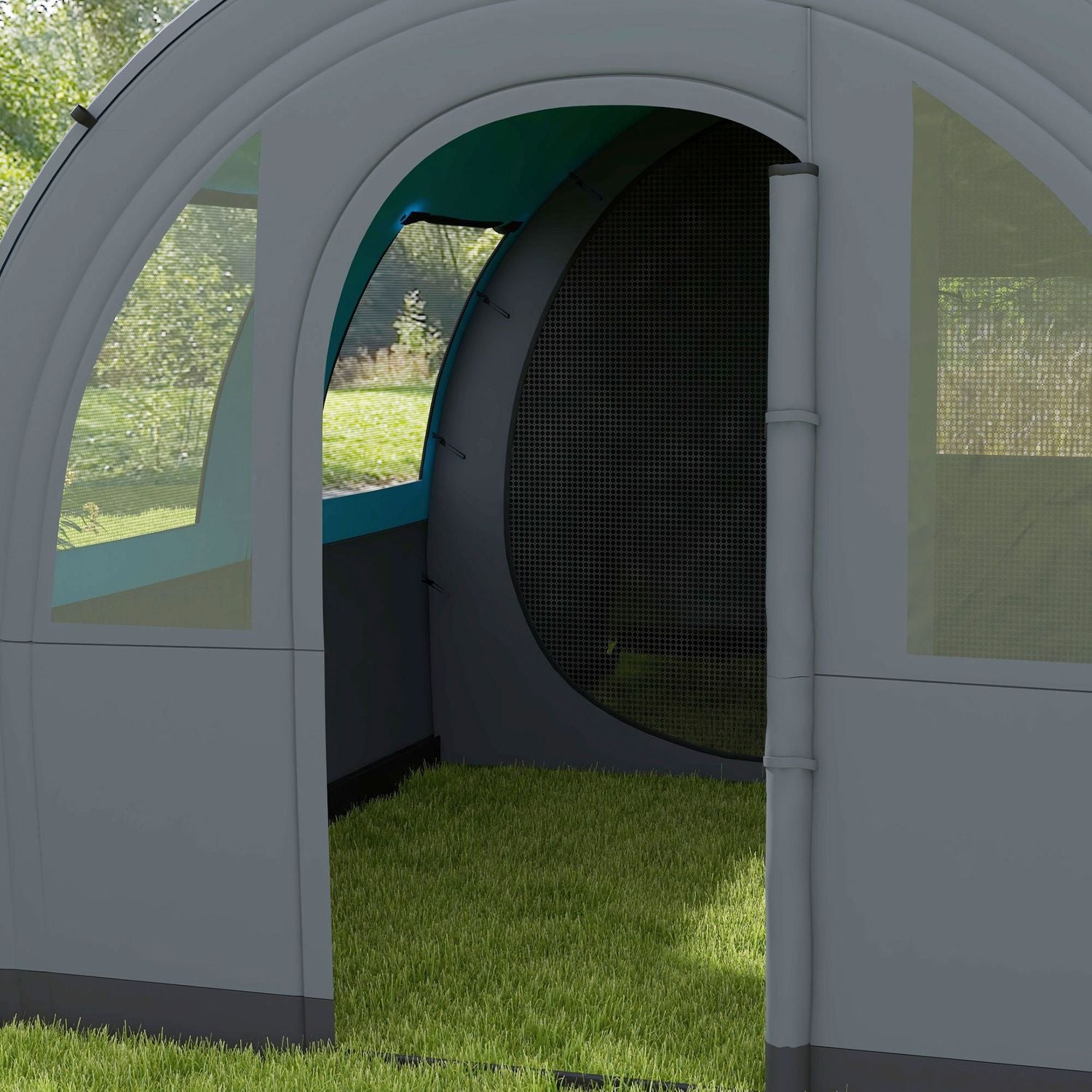 Campingtält för 6 – 2 rum, ljust, 3000 mm grått