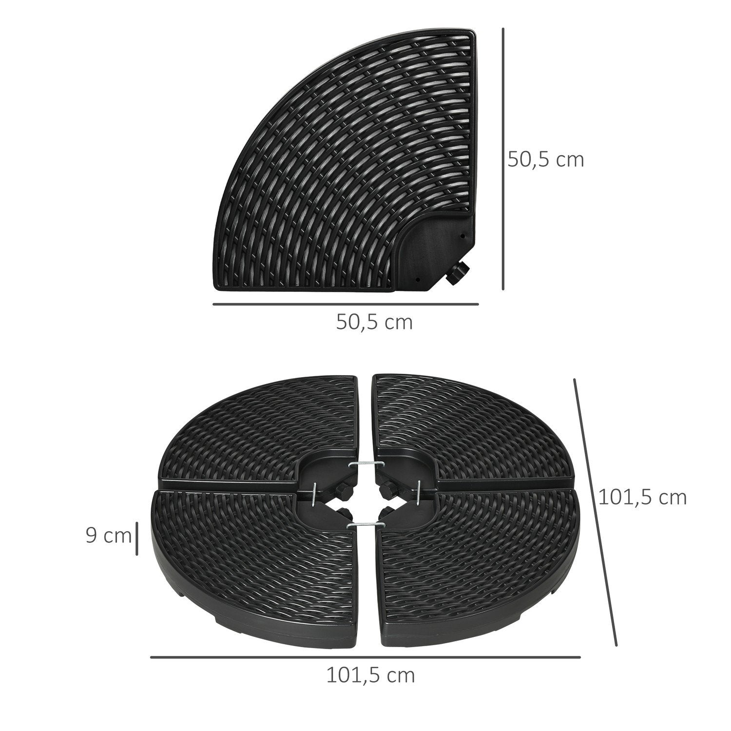 Parasollvikt Paraplyvikt För Fribärande Paraply, Väderbeständig, 52 Kg Vatten/68 Kg Sand, Hdpe