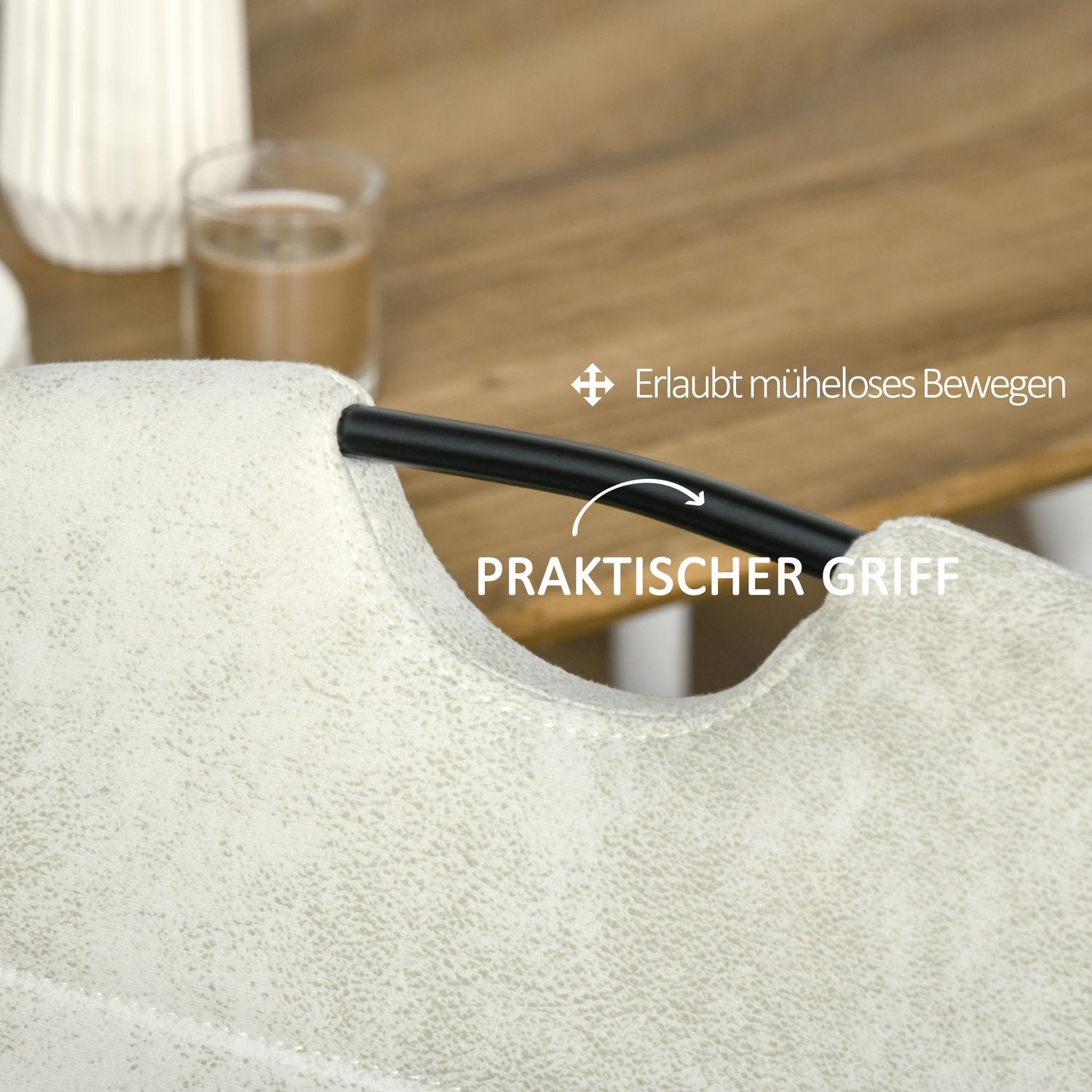 Cantilever matstolar, ergonomiskt set om 4, beige polyester