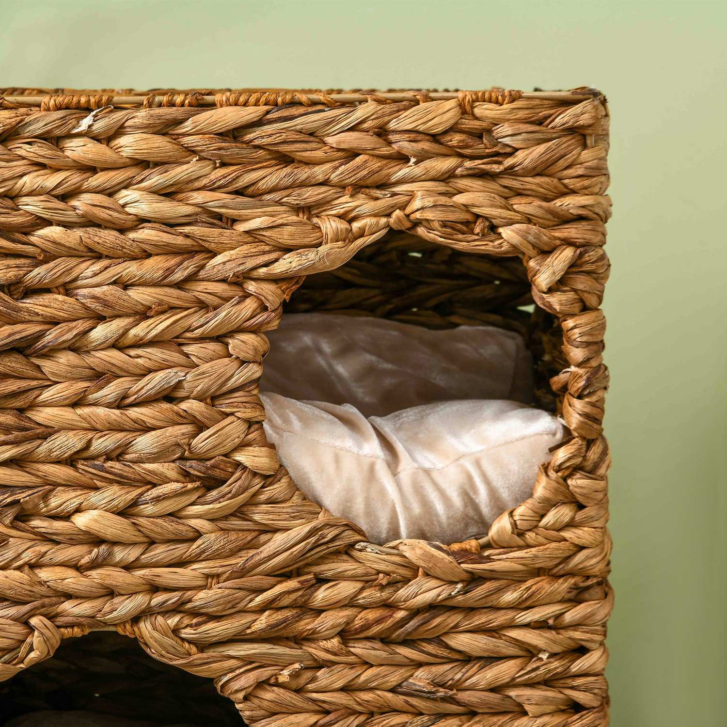 Cat Barrel Tower, 76 cm, 3 grottor, vattenhyacint, ljusbrun