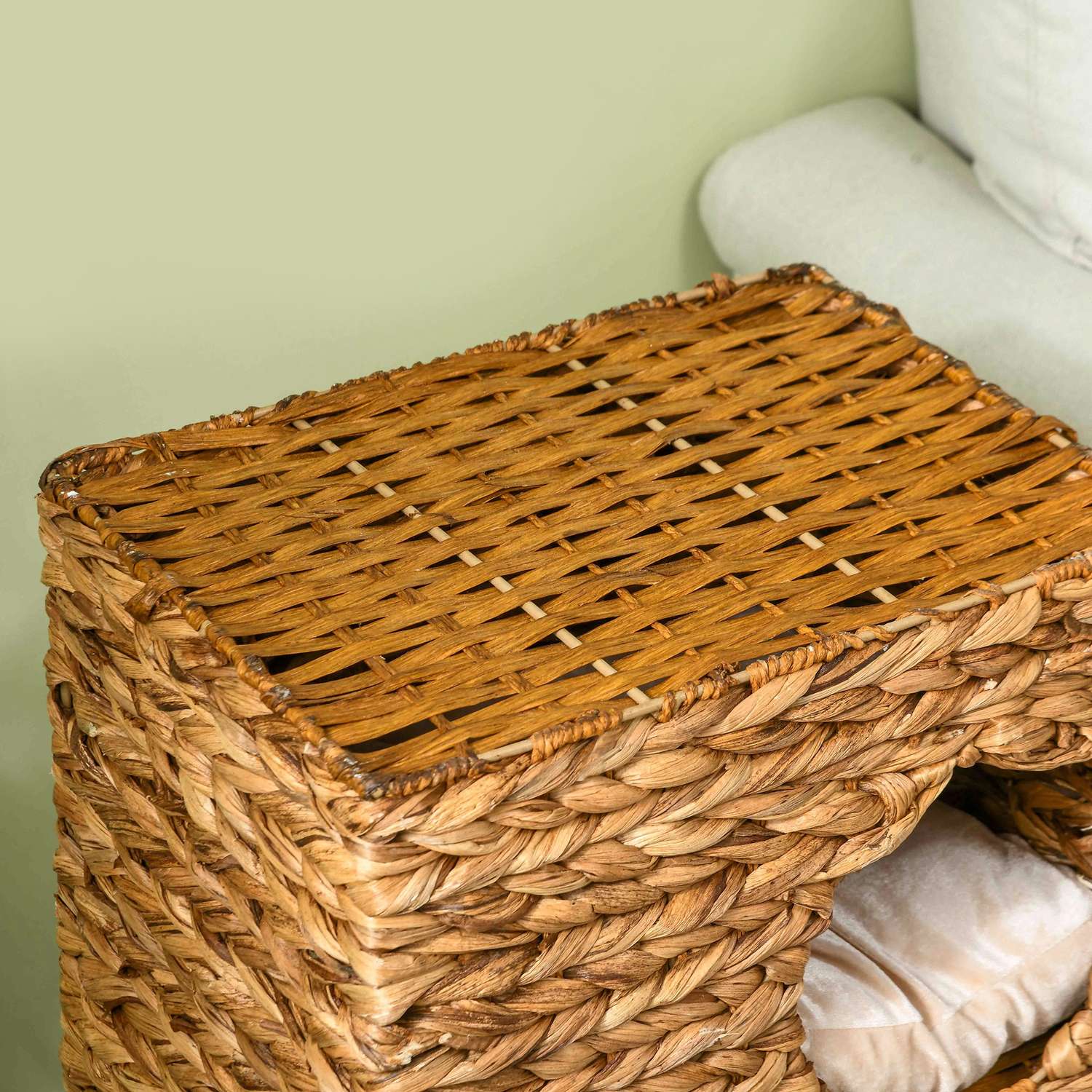 Cat Barrel Tower, 76 cm, 3 grottor, vattenhyacint, ljusbrun