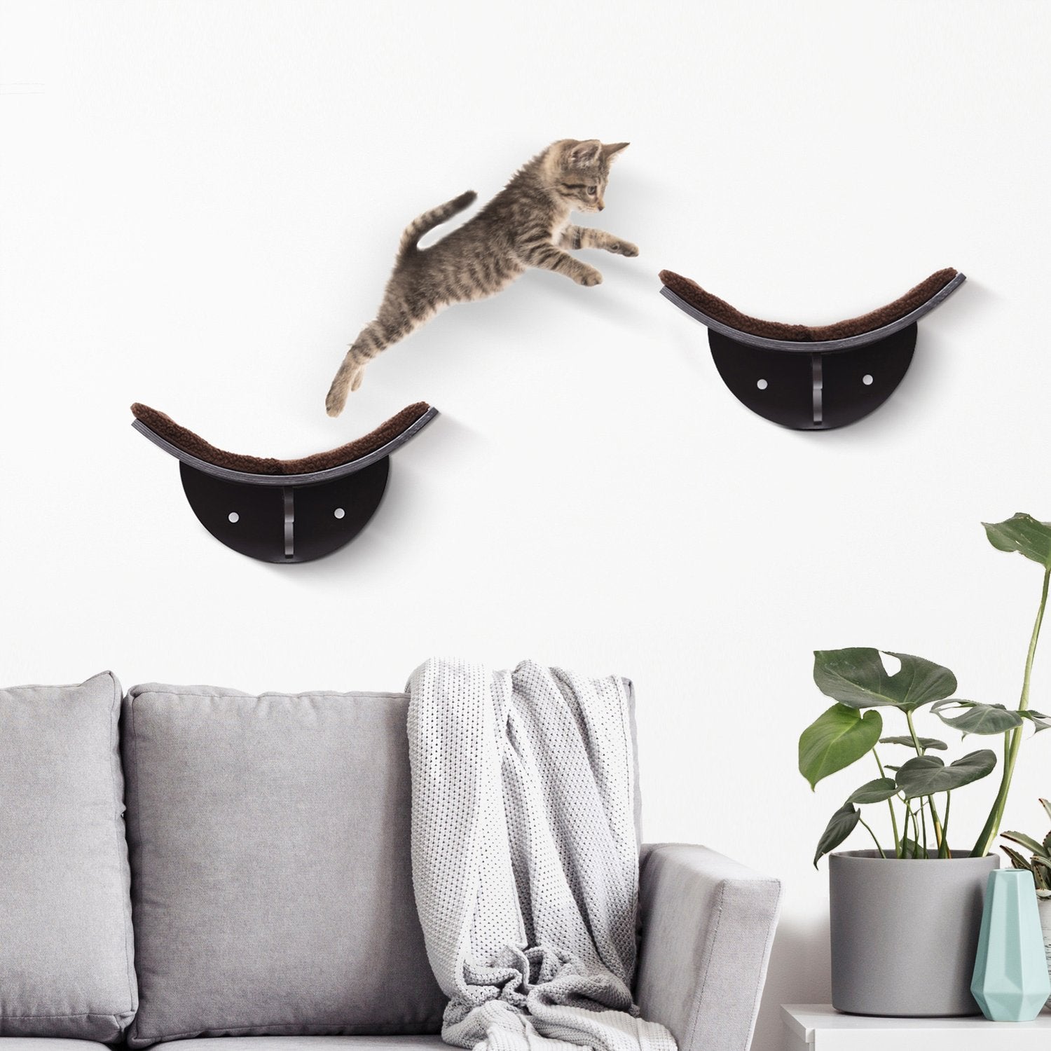Väggmonterad kattsäng med plyschkudde, enkel montering