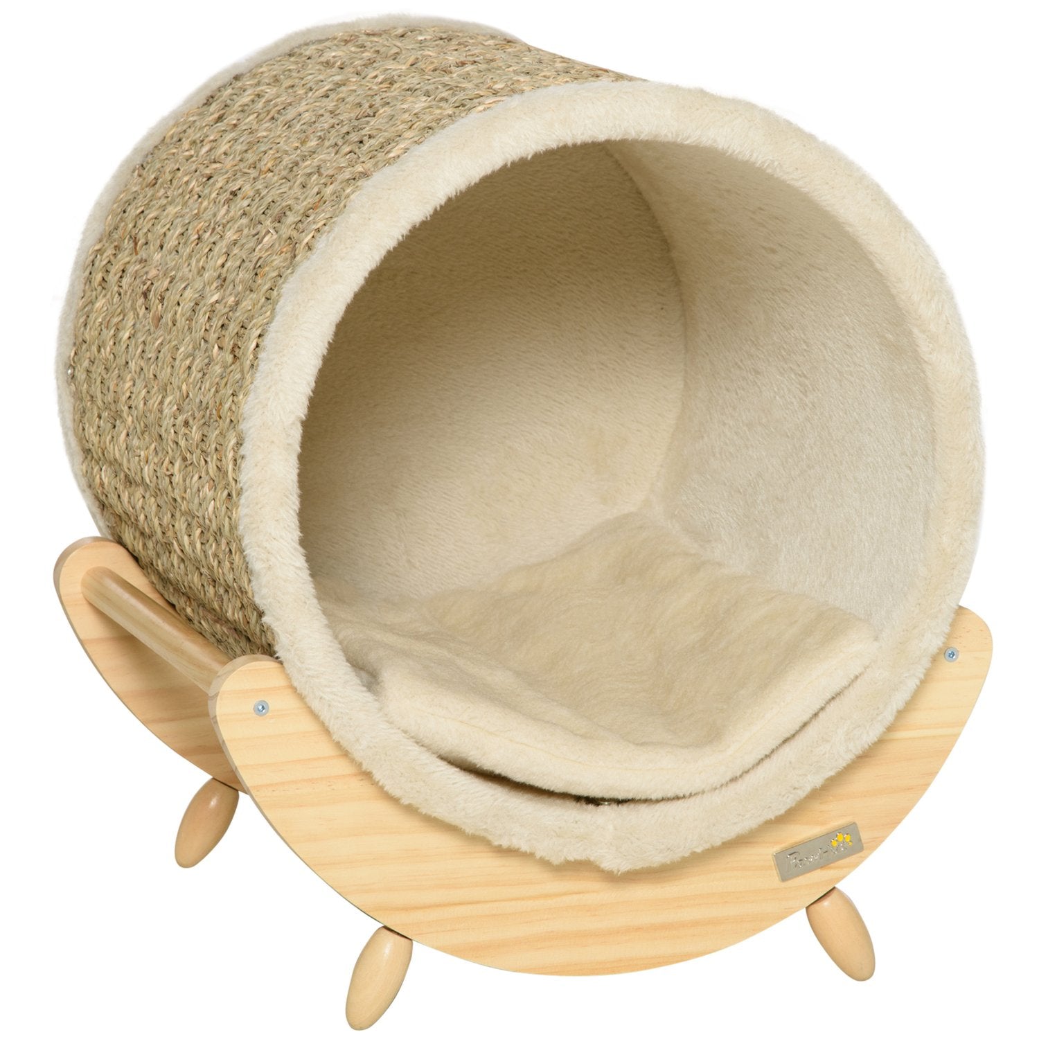 Cat Cave Bed med skrapdyna, furu, flanell