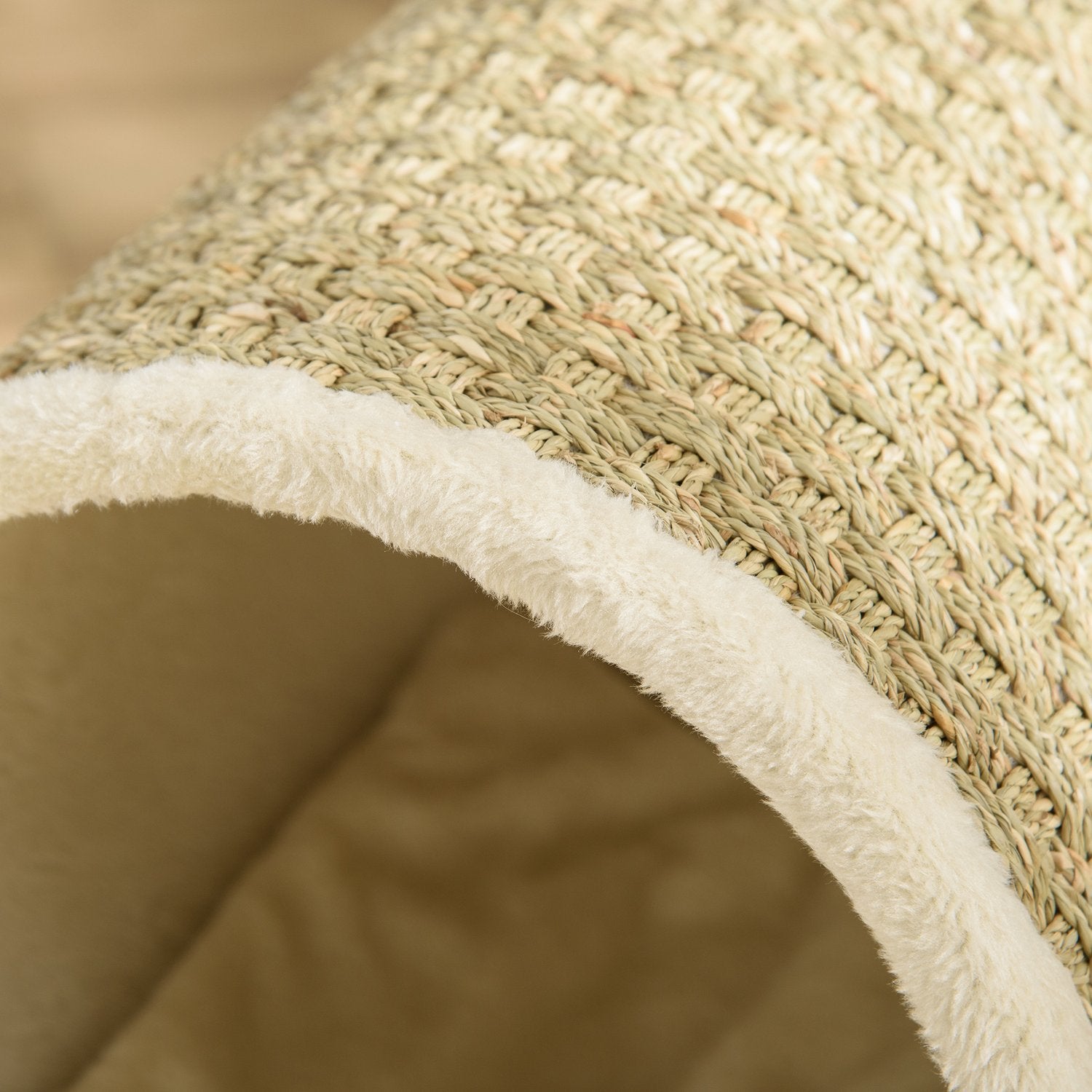 Cat Cave Bed med skrapdyna, furu, flanell