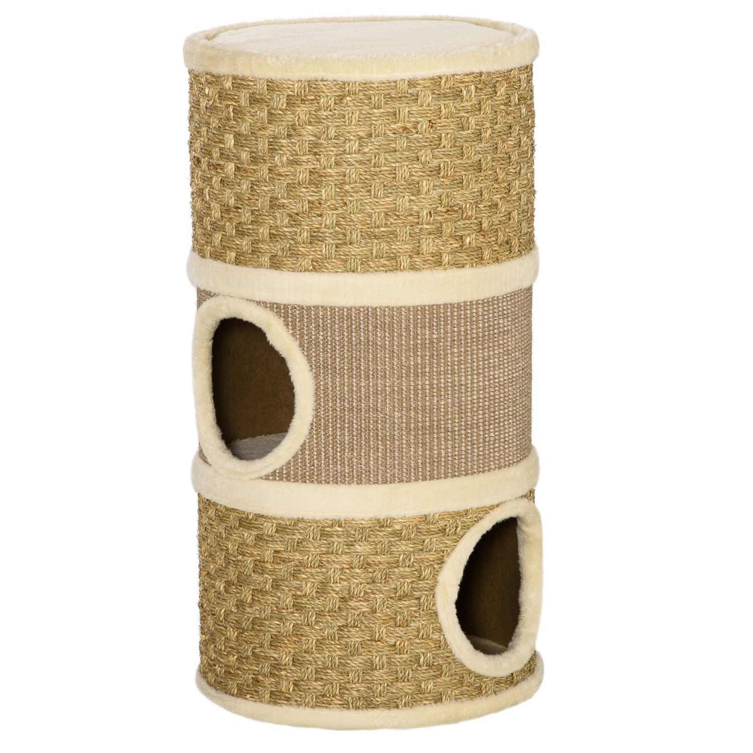Cat Scratching Barrel, 3-Level Sisal Plysch, 37,5x70 cm