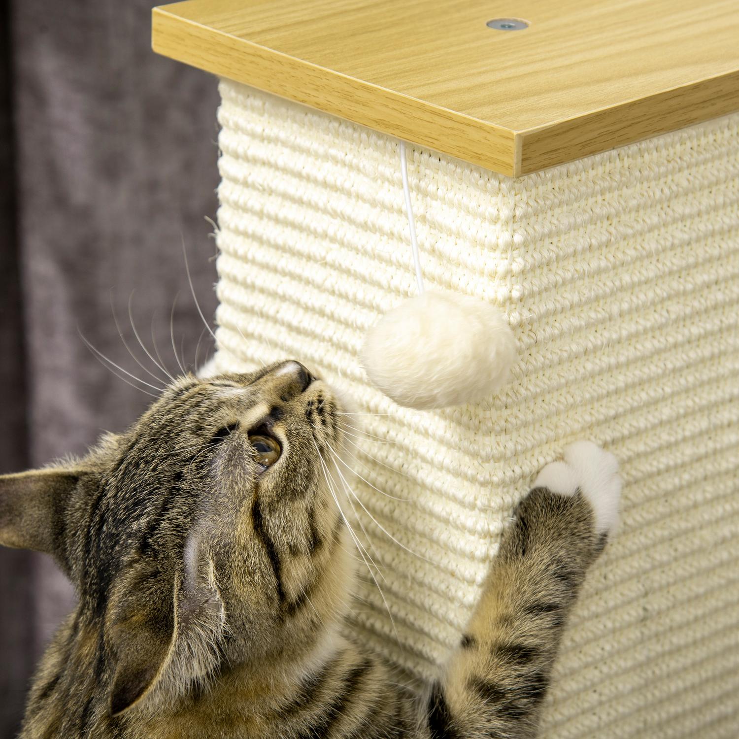 Cat Scratching Post 80cm – Sisal Rep, Play Ball, Ek/Cream