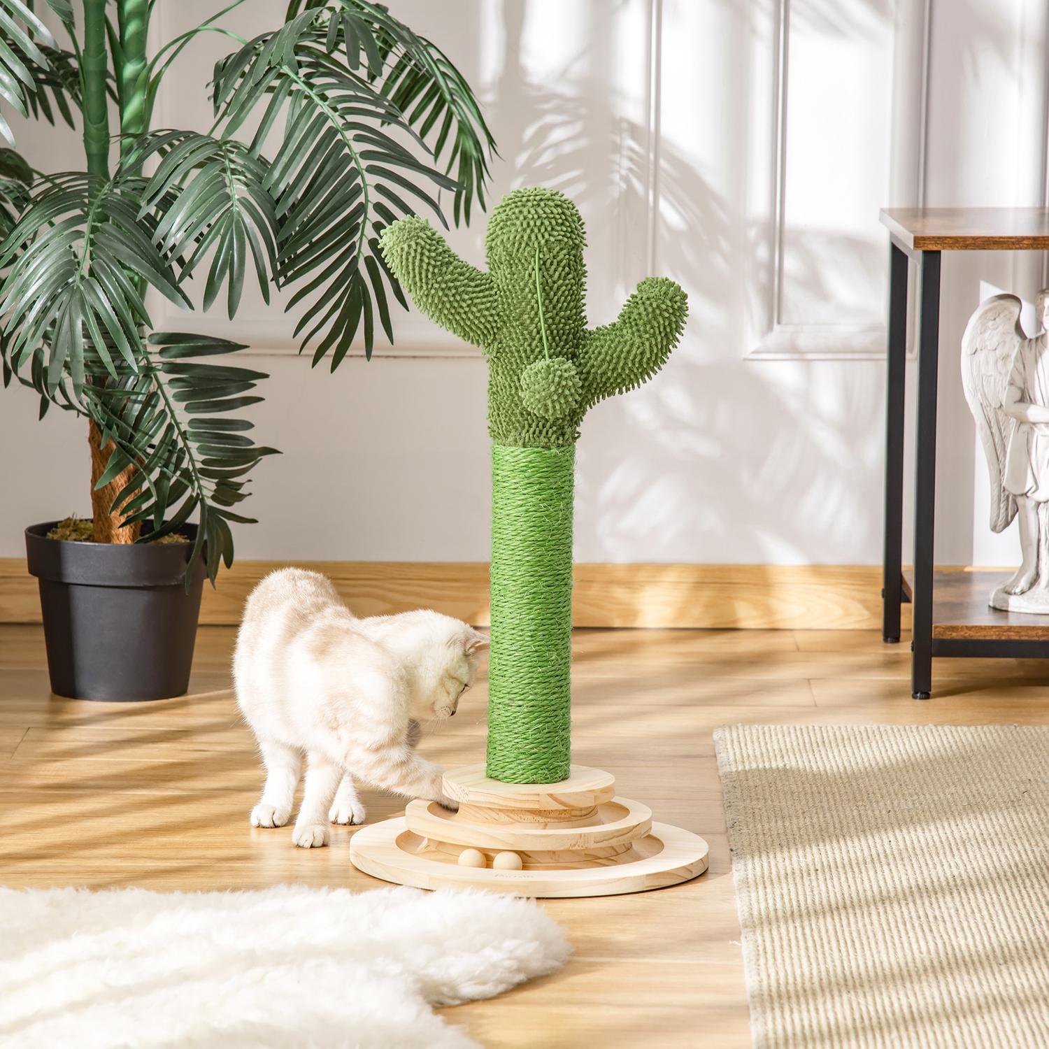 Cat Scratching Post Cactus Design, Sisal & Pine, 60cm