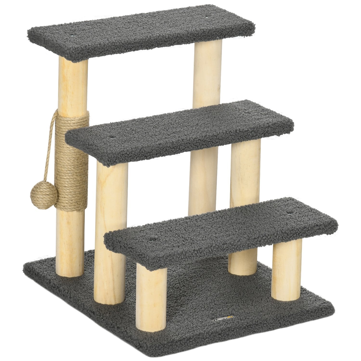 Cat Scratching Post med Sisal & Play Ball – Grå/Naturlig