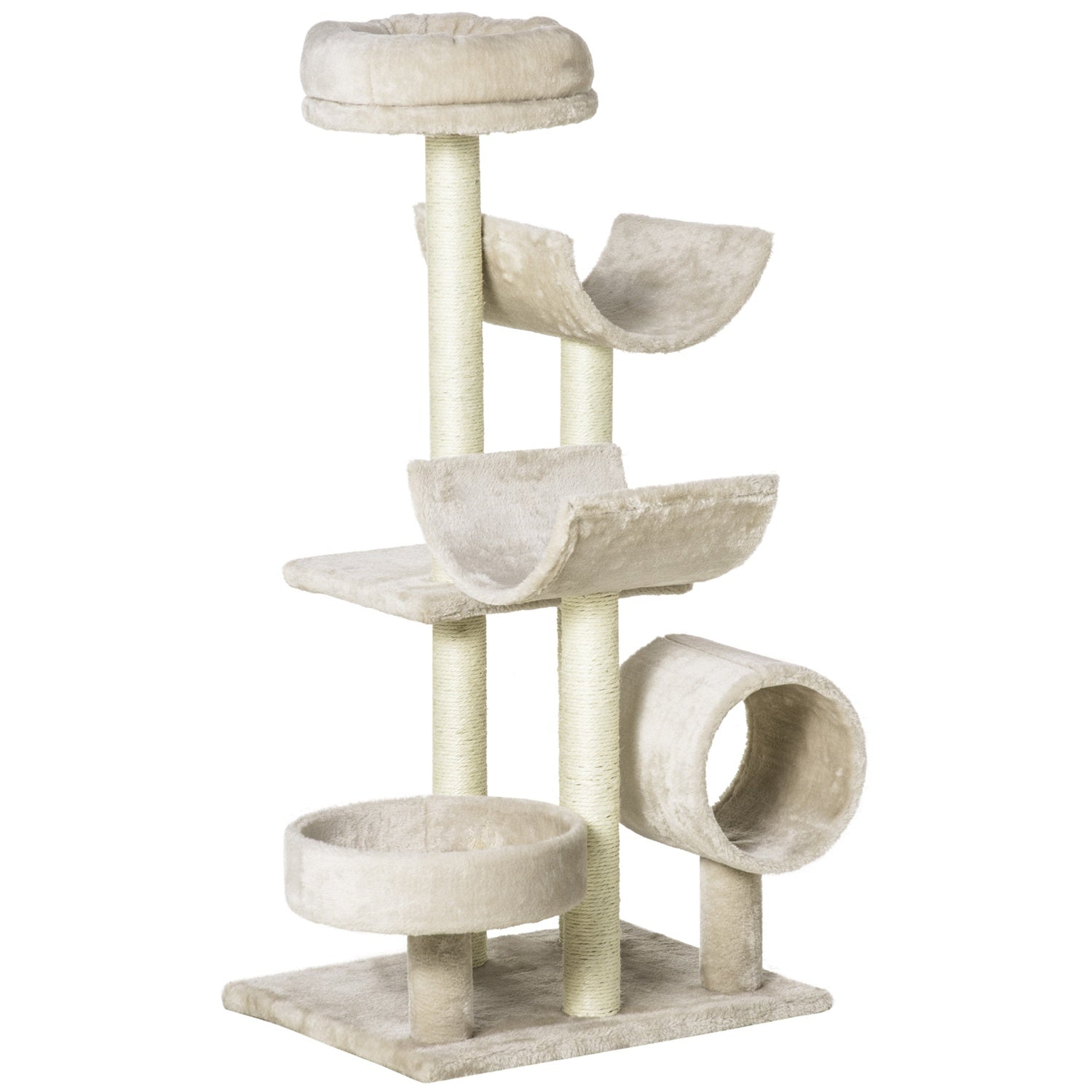 Kattskrapträd med tunnel, Beige, 105 cm Höjd