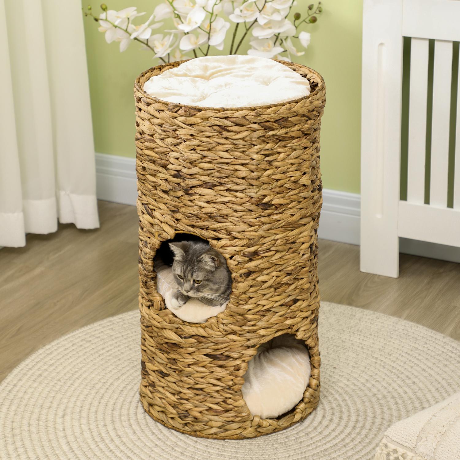 Cat Tower med 3 nivåer, dämpad, 73 cm – Vattenhyacint