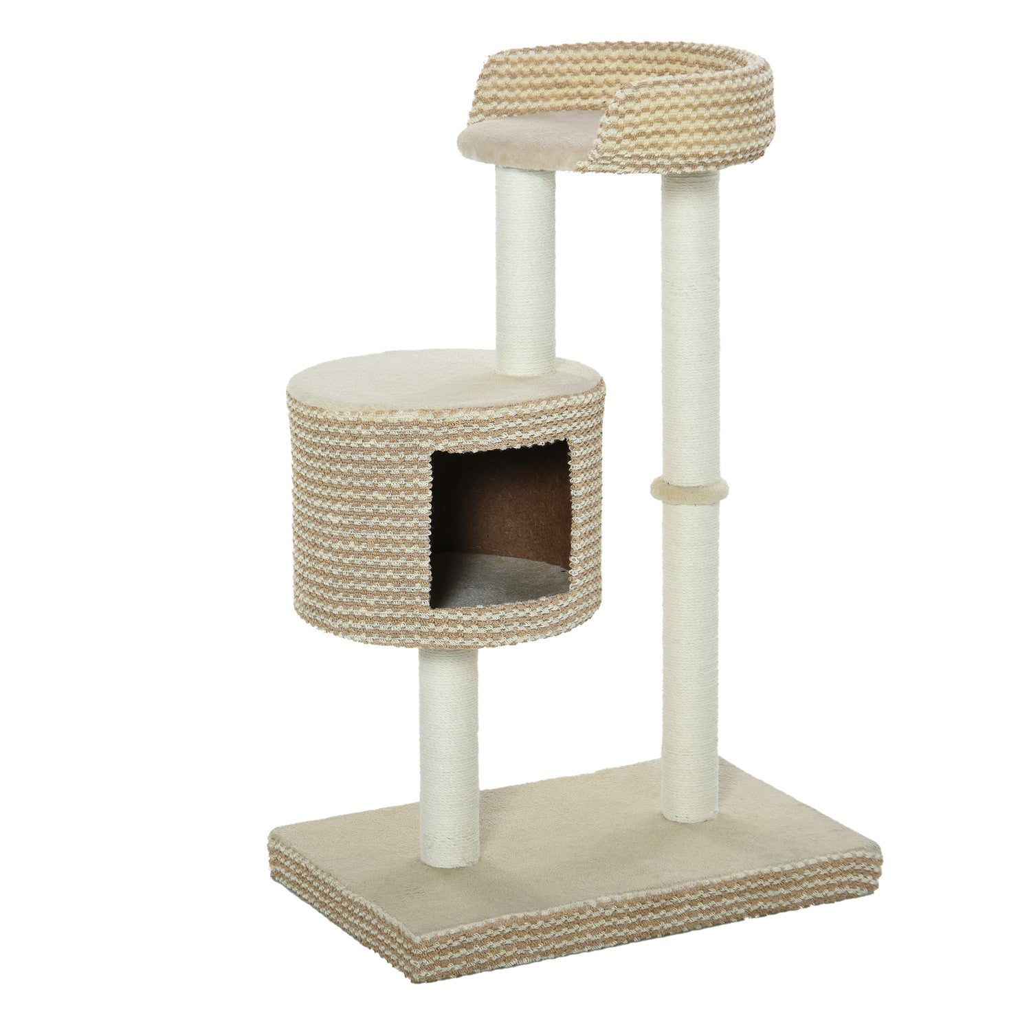 Kattträd med visningsplattformar, beige/kaffe, 61X41X96Cm