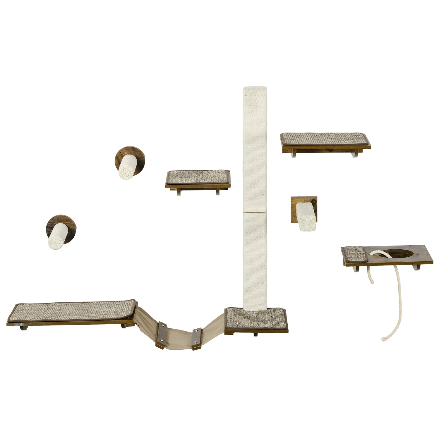 Cat Väggklättringsset, 8-delad möbel med Sisal Scratcher