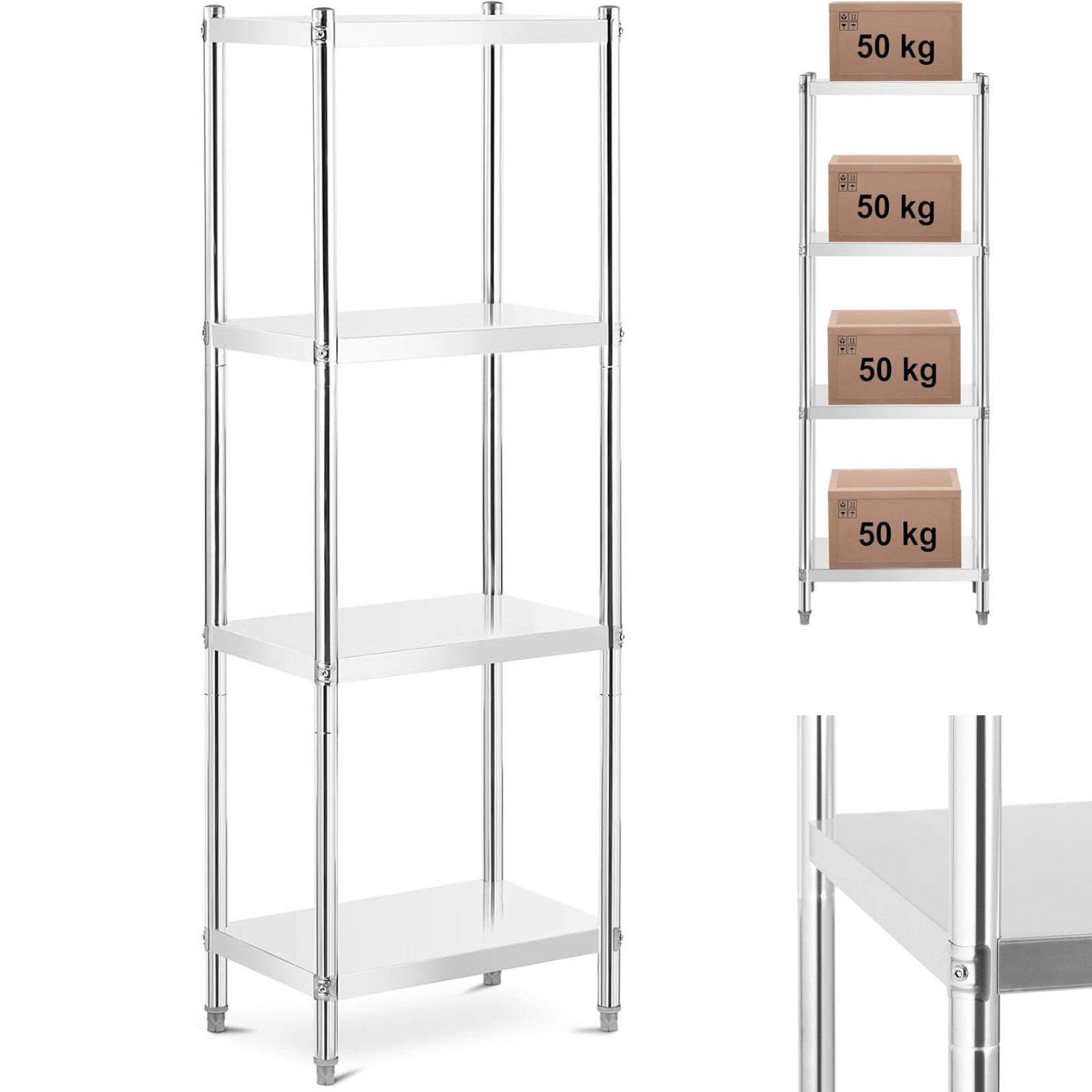 Catering lagerhylla i metall upp till 200 kg 60 x 40 x 180 cm