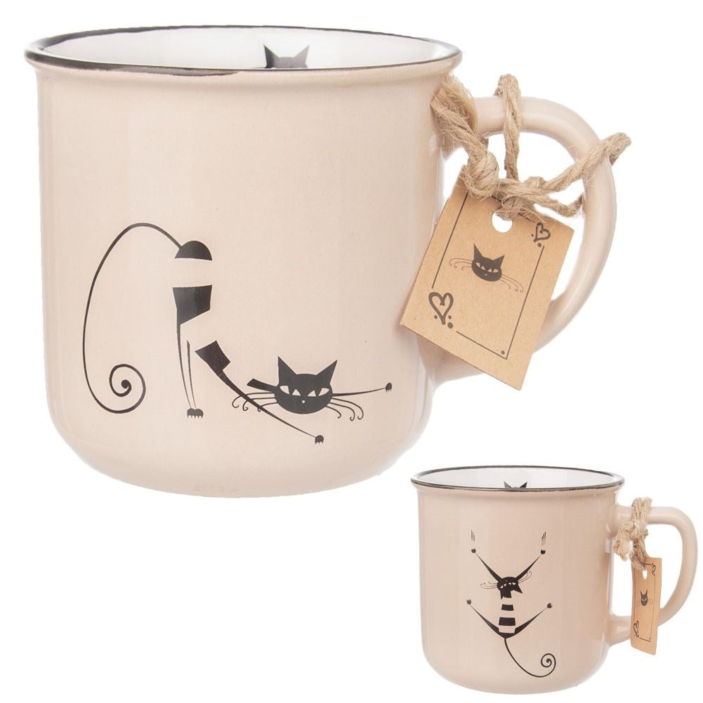Charmig keramikmugg med kattmotiv för kaffe och te