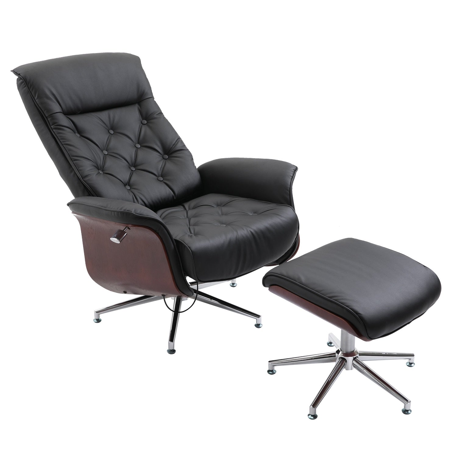 Chesterfield avkopplingsstol och pall, 360° vridbar, PU-läder