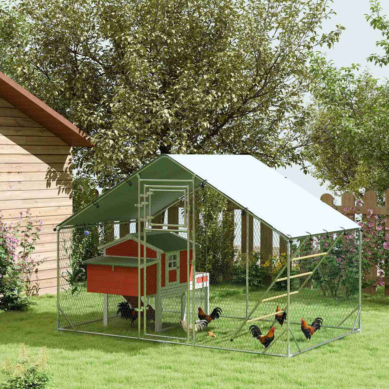 Chicken Coop stålkapsling, 300x200x195 cm, UV-överdrag