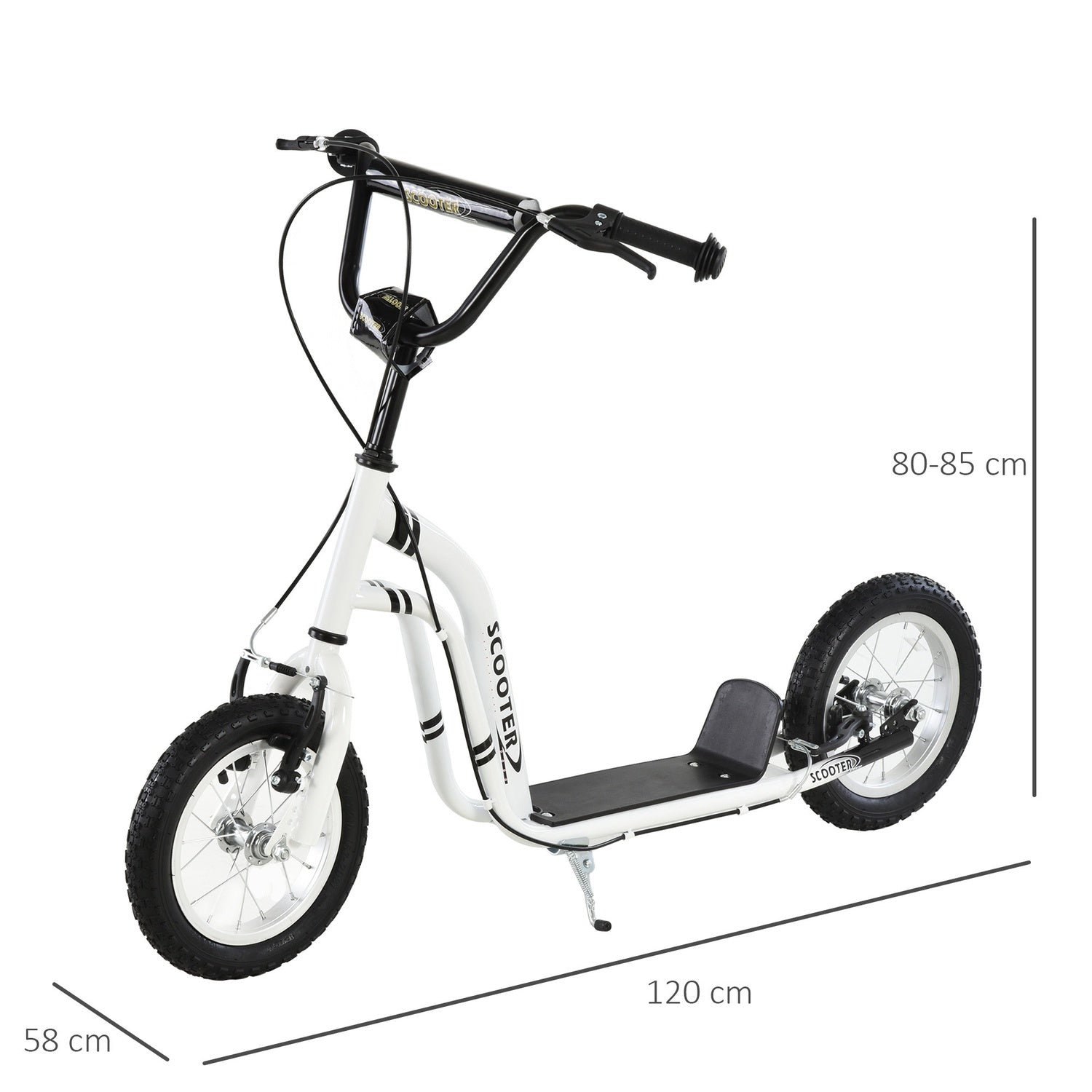 Cityscooter för barn – 12"" luftdäck, aluminium, vit