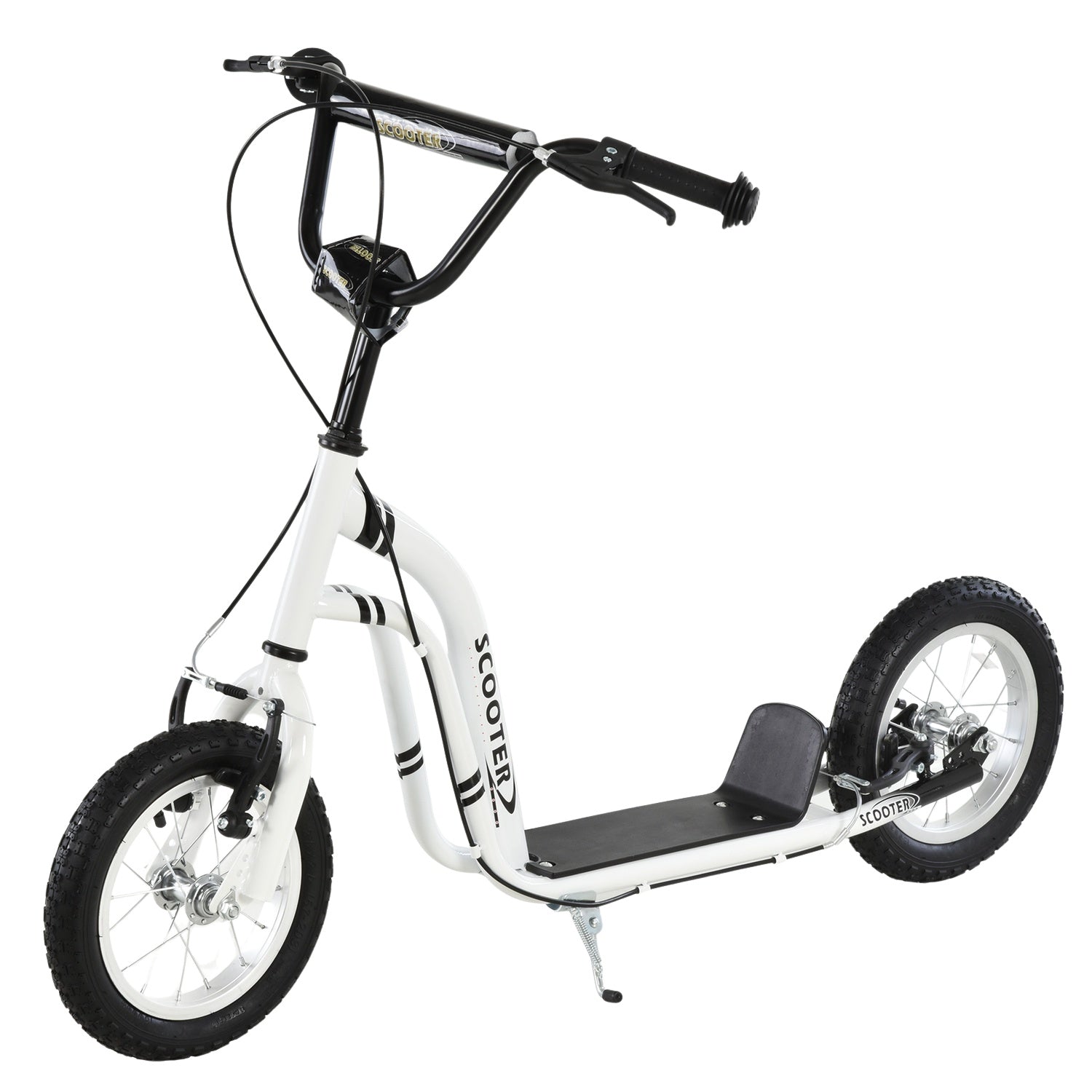 Cityscooter för barn – 12"" luftdäck, aluminium, vit