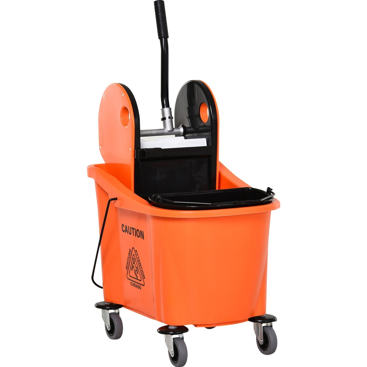 Städvagn, Mobil Hink Med Vridanordning, 36 Liter, Svart/Orange, 54X41X91,5Cm, För Professionell Rengöring