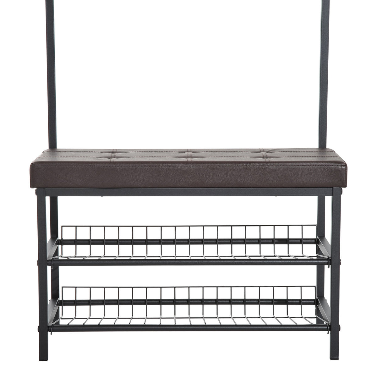 Coat Rack Bänk Combo med metallram och förvaringshyllor