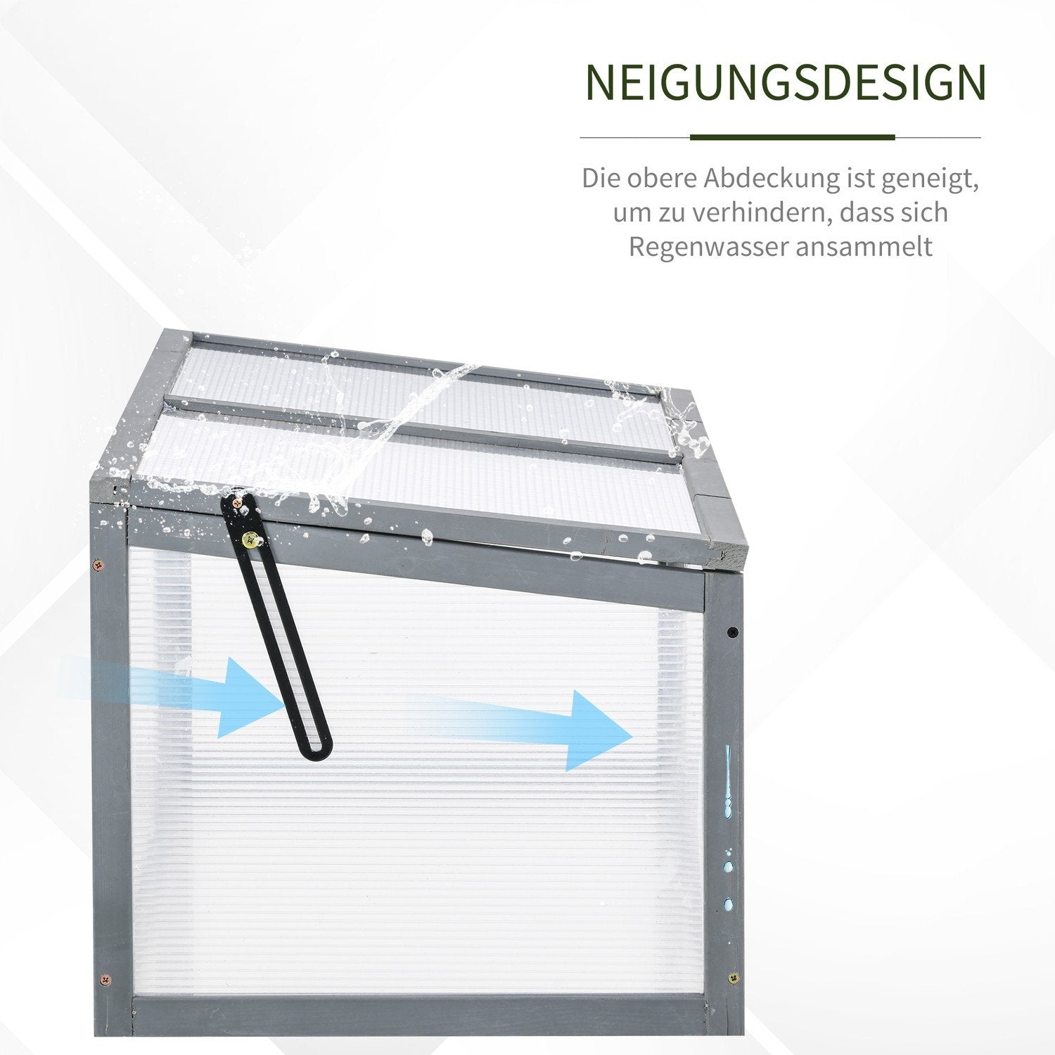 Cold Frame Växthus Med Lock, Väderbeständig, Tillverkad Av Trä Och Polykarbonat, Grå, 90X46X40Cm