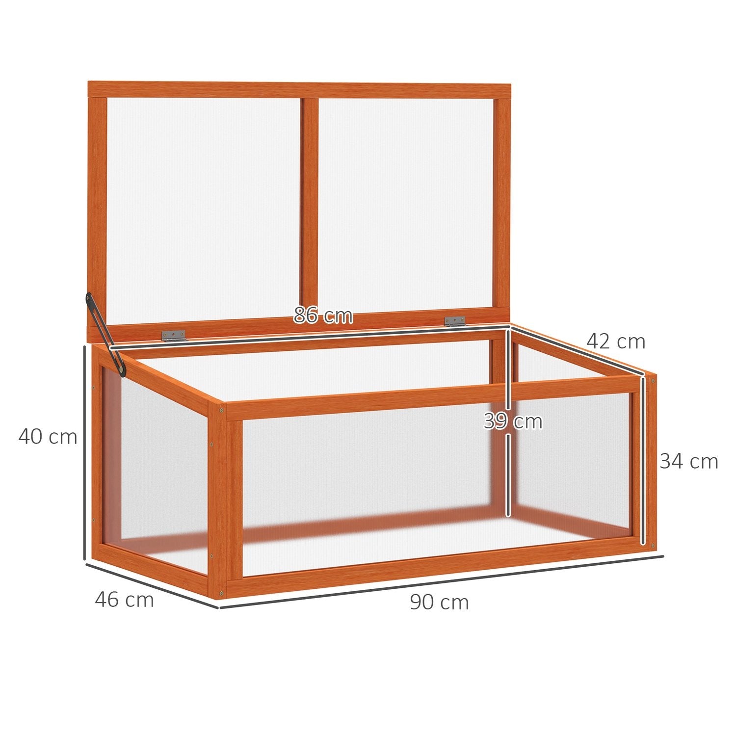 Kallram Växthus Med Lock, Väderbeständig, Tillverkad Av Trä Och Polykarbonat, Orange, 90X46X40Cm