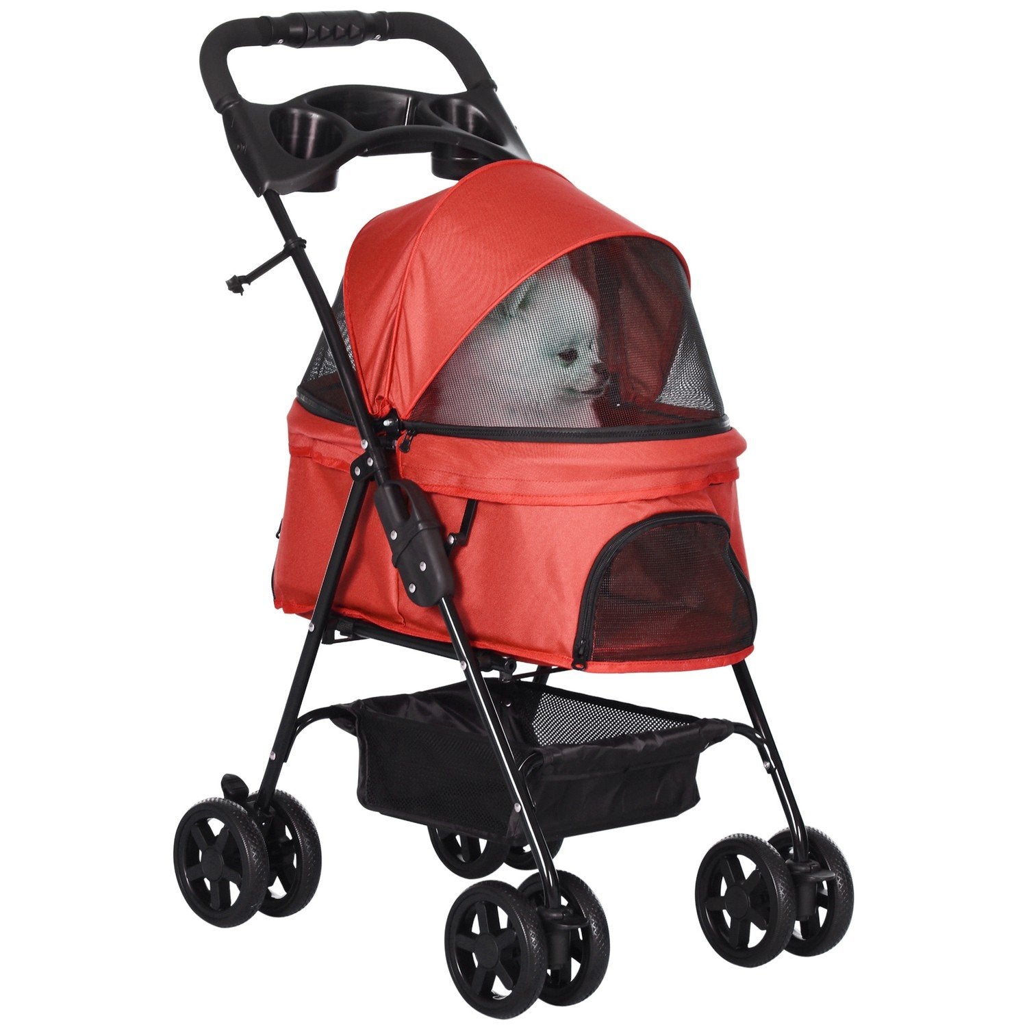 Dog Buggy Vikbar Oxford Röd 67X45X96Cm Små Hundar & Katter