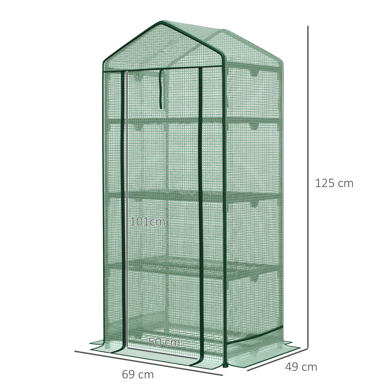 Mini Greenhouse Förökningsväxthus Med Folieskydd Och 3 Hyllor Hyllor Rulldörr Grönsaksbädd Grön 69 X 49 X 125 Cm