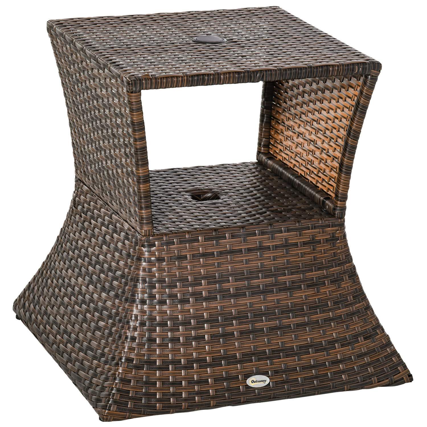 Trädgårdsbord Sidobord Parasollställ Trädgårdsmöbler Terrass Polyrattan Brun 54 X 54 X 55 Cm