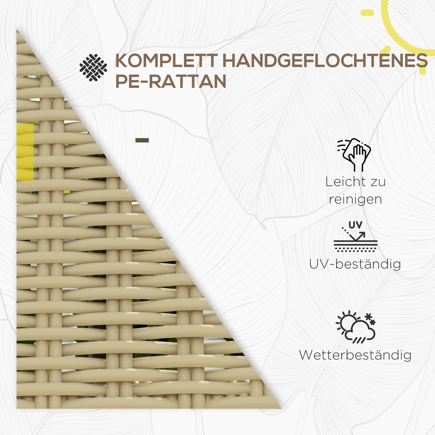 Polyrottingsbänk, 2-Sits Trädgårdsbänk, Rottingbänk Utan Armstöd, Balkongbänk, Trädgårdsmöbler, Rymmer Upp Till 250 Kg, Metall, Khaki